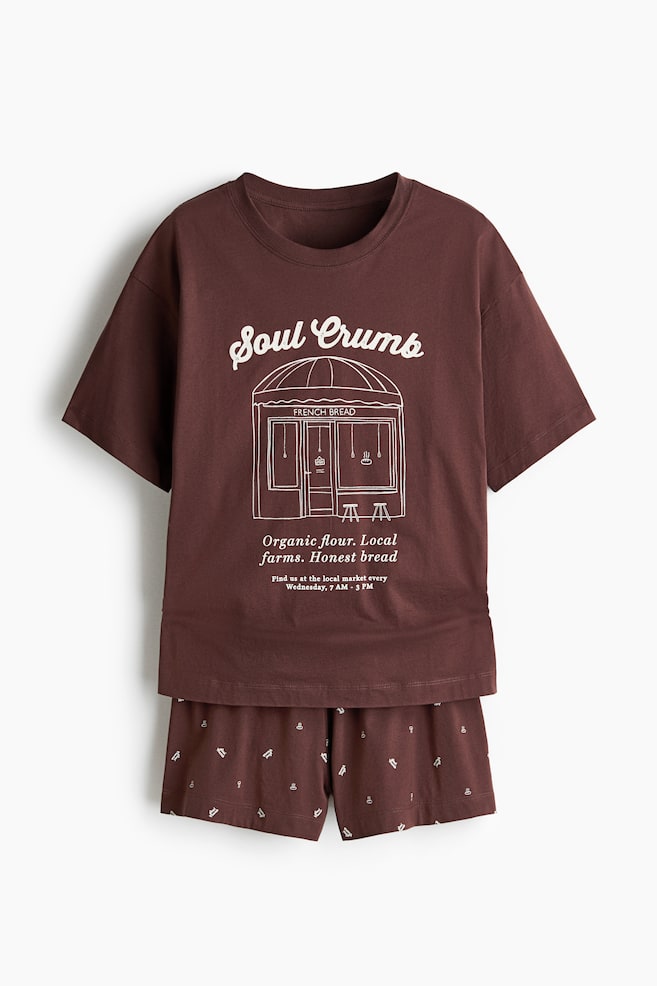 Printed pyjamas - Dark brown/Soul Crumb/White/Floral/Peach pink/Floral/Cream/Spotted/Light pink/Floral/Cream/La Fragola - 1