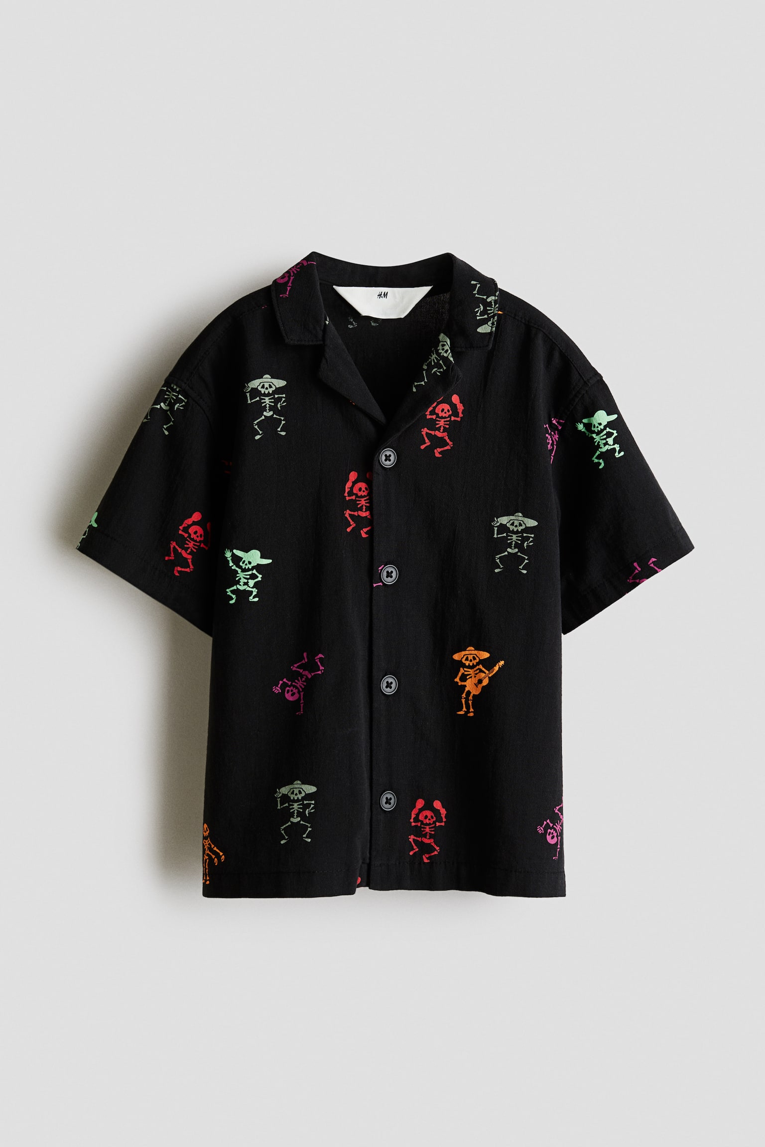 Детская рубашка H&M Cotton Resort, цвет: Чёрный — фото 1