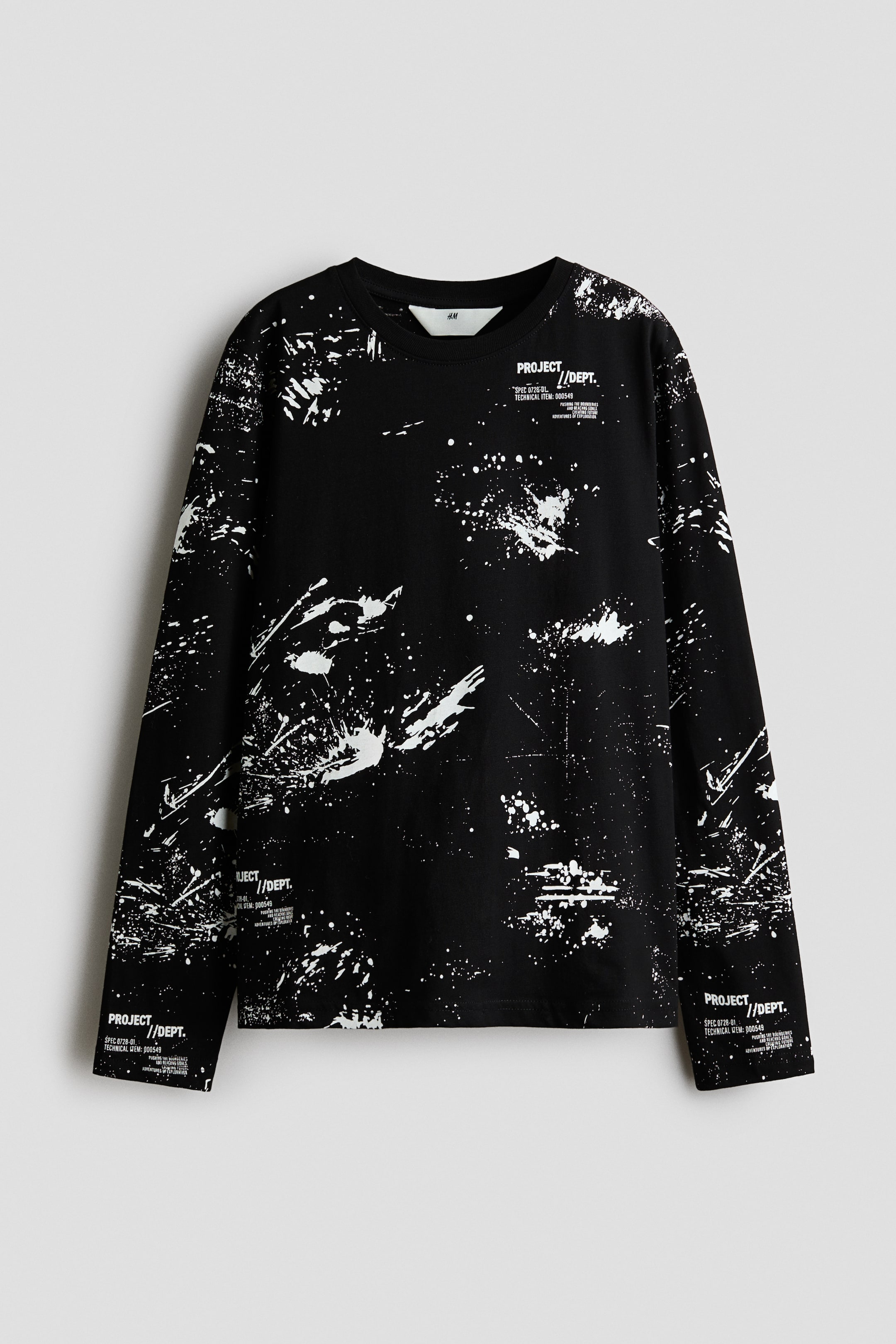 View larger image: Printed long-sleeved T-shirt - Black/White - Kids | H&M 1