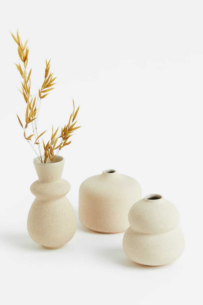 Small stoneware vase - Light beige/Patterned/Light beige/Patterned/Light beige/Patterned/Black/dc/dc - 2