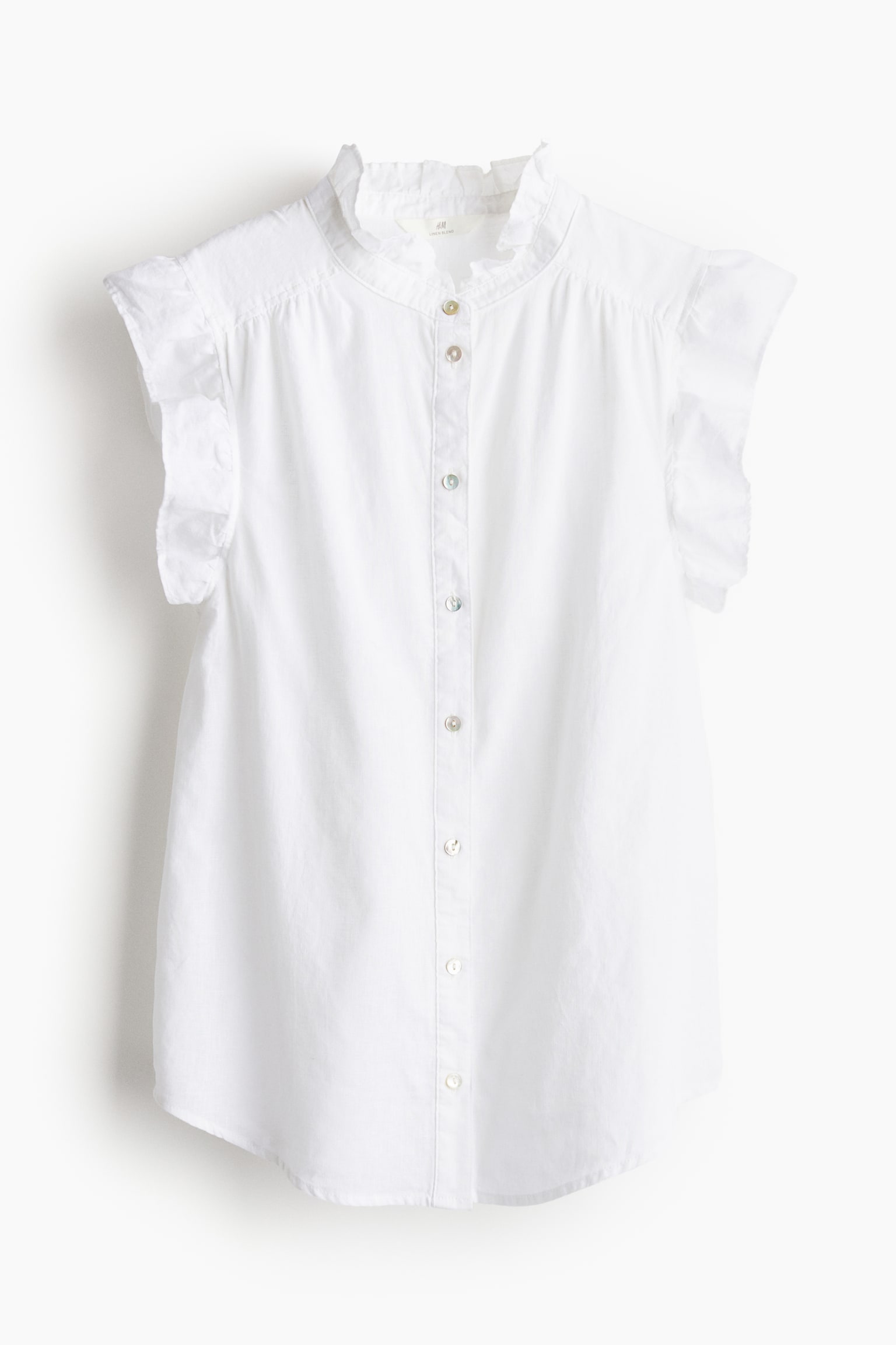 Linen-blend blouse - White - 2