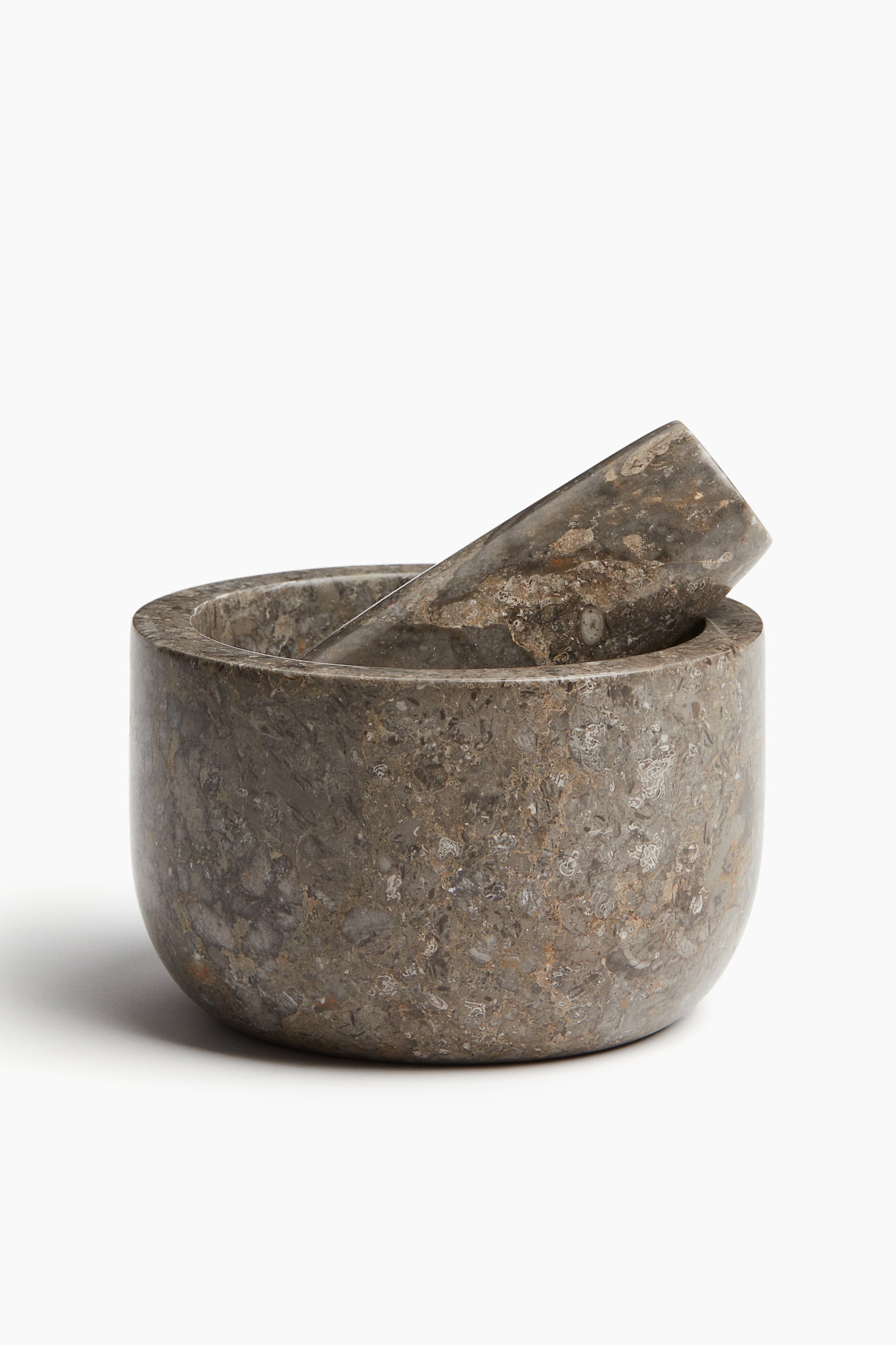 Marble mortar and pestle - Grey/White - 1