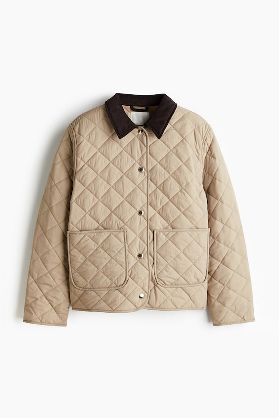 Женские куртки H&M Quilted Jacket with Corduroy Collar