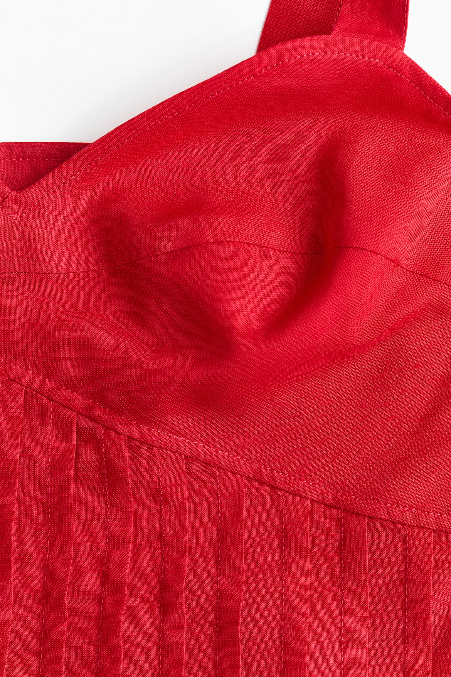 Linen-blend tie-strap top - Bright red - 5