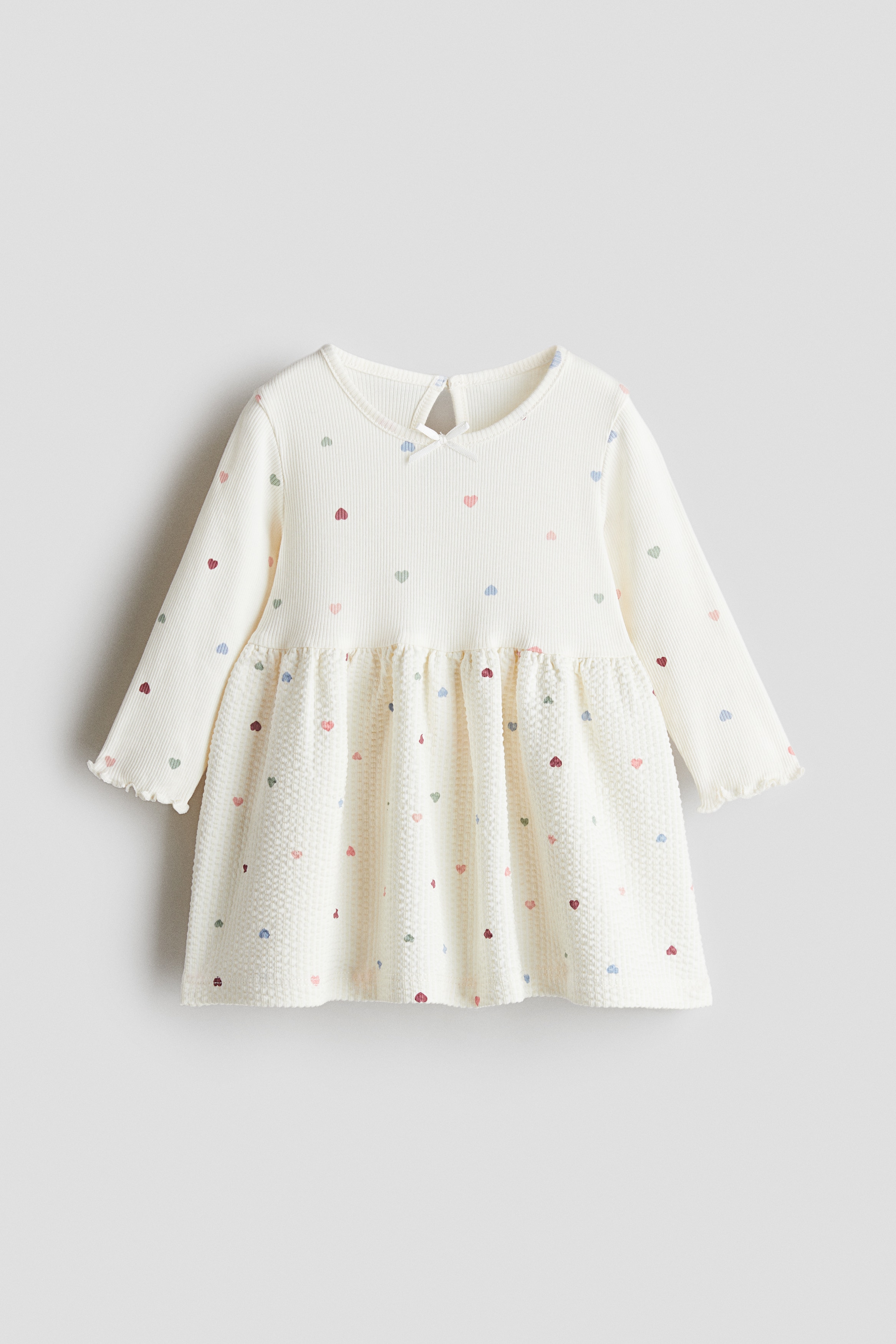 Bébé - Robe en coton côtelé Crème/cœurs - Size: 92 (1½-2Y)  - H&M
