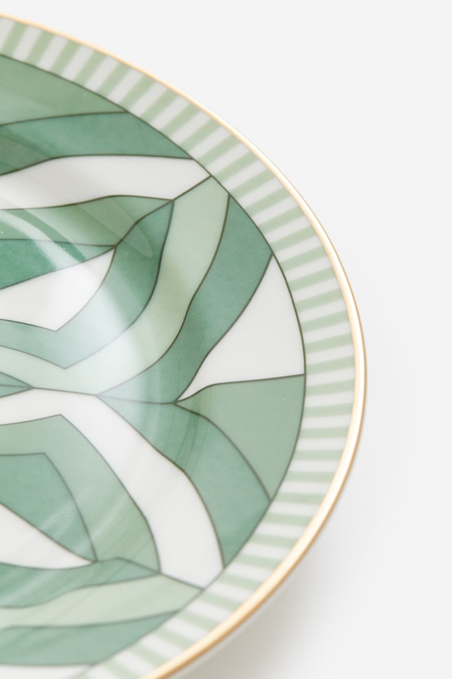 Porcelain medium plate - Green/Patterned/Green/Striped - 2