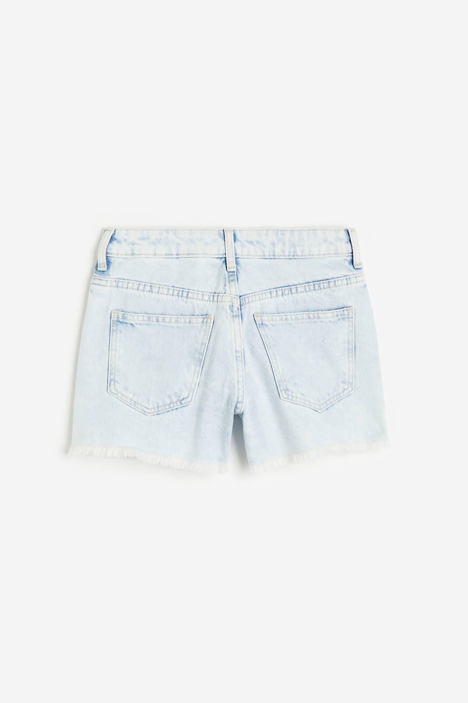 Relaxed Fit High Denim Shorts - Light denim blue/Light denim blue/Light denim blue/Flowers/Denim blue - 2