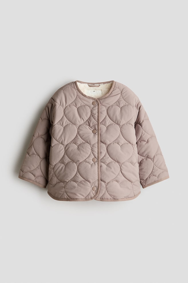 Pile-lined quilted jacket - Light mole/Black - 1
