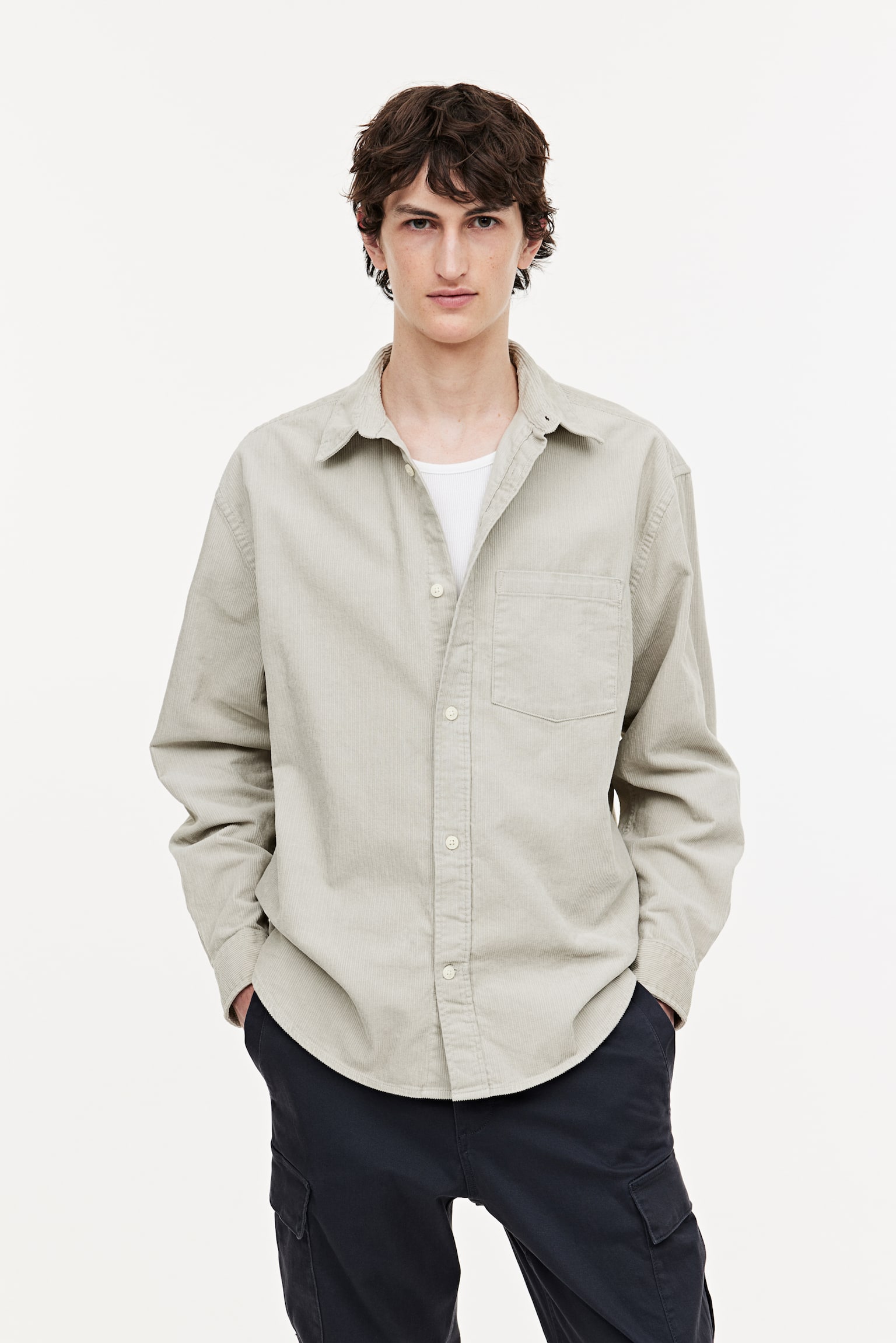 Relaxed Fit Corduroy shirt - Light greige - 2