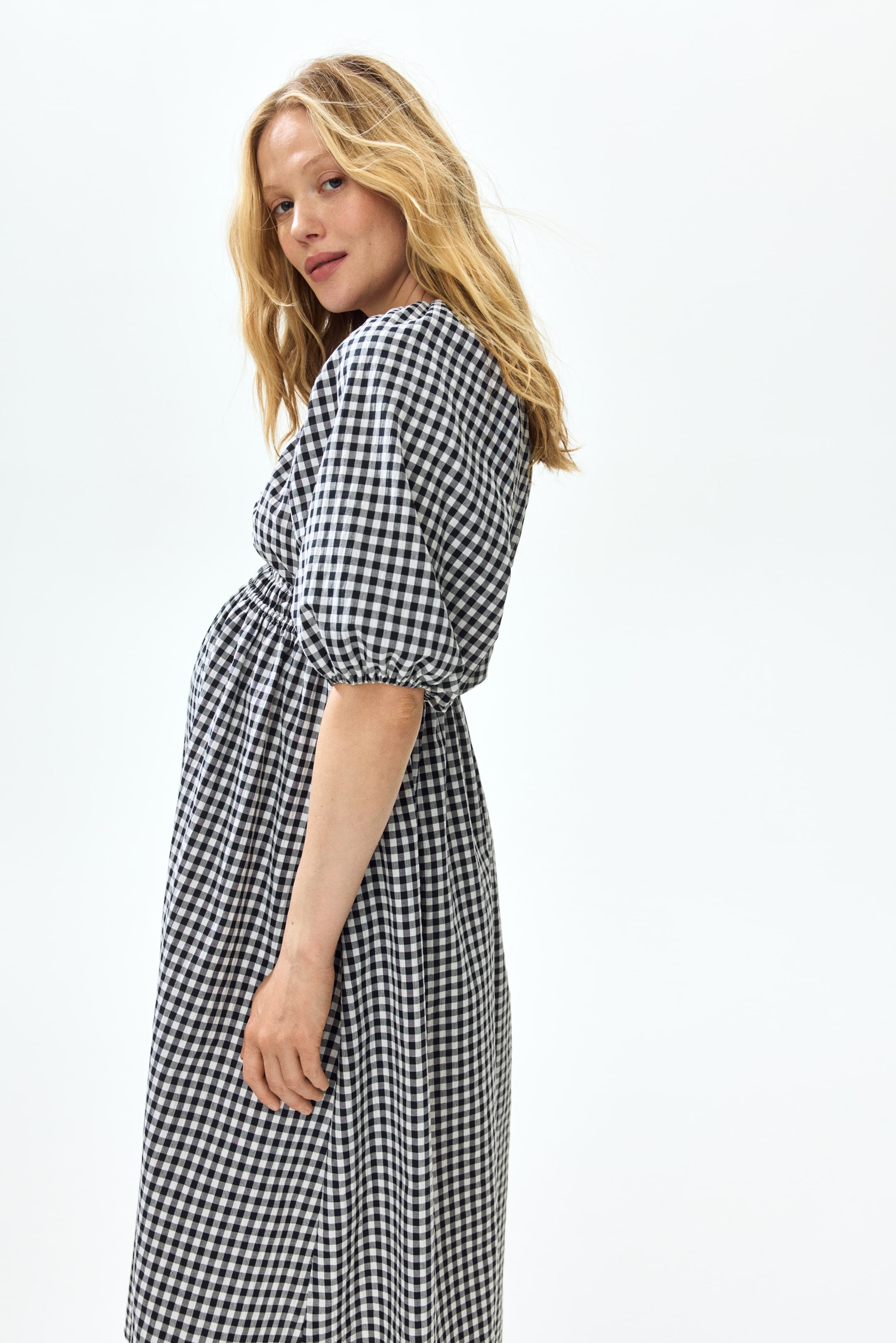 MAMA Balloon-Sleeved Midi Dress