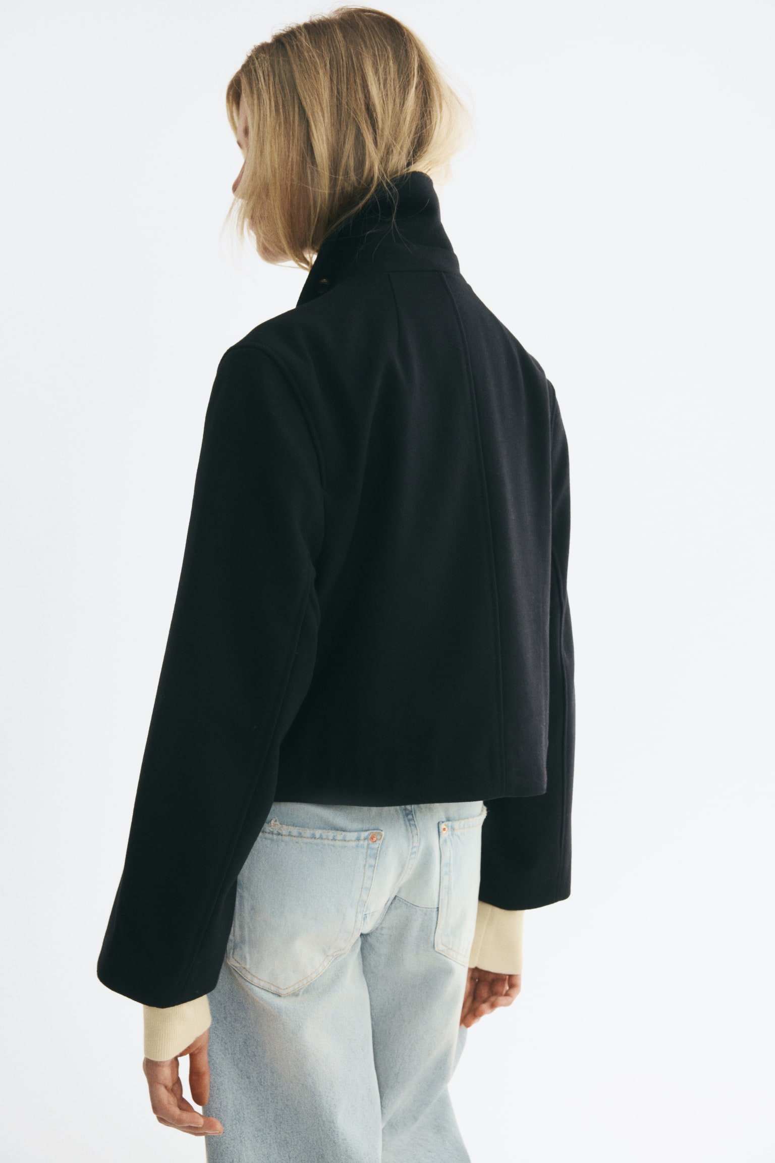 Женская куртка H&M Wool-Blend Funnel-Collar, цвет: Чёрный — фото 5