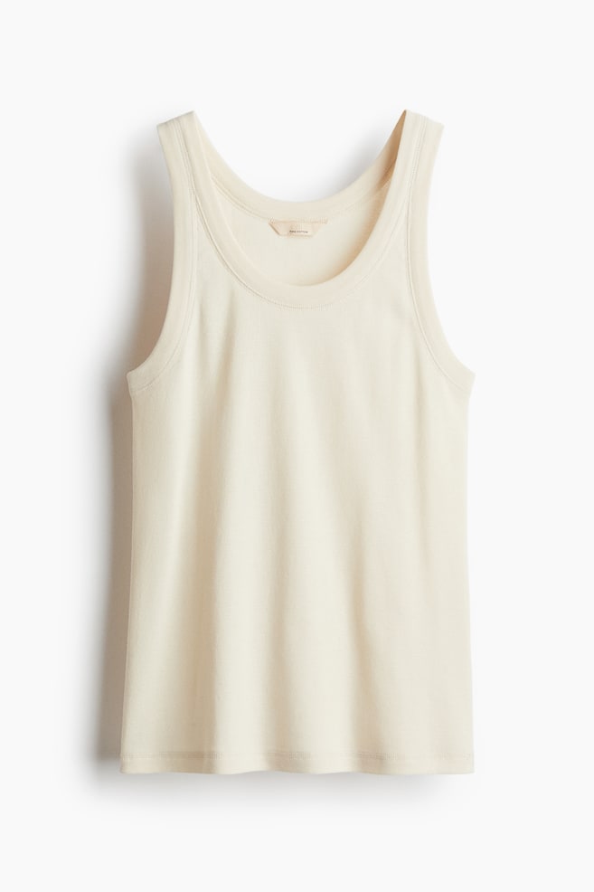 Tanktop i pimabomuld - Lys beige - 1