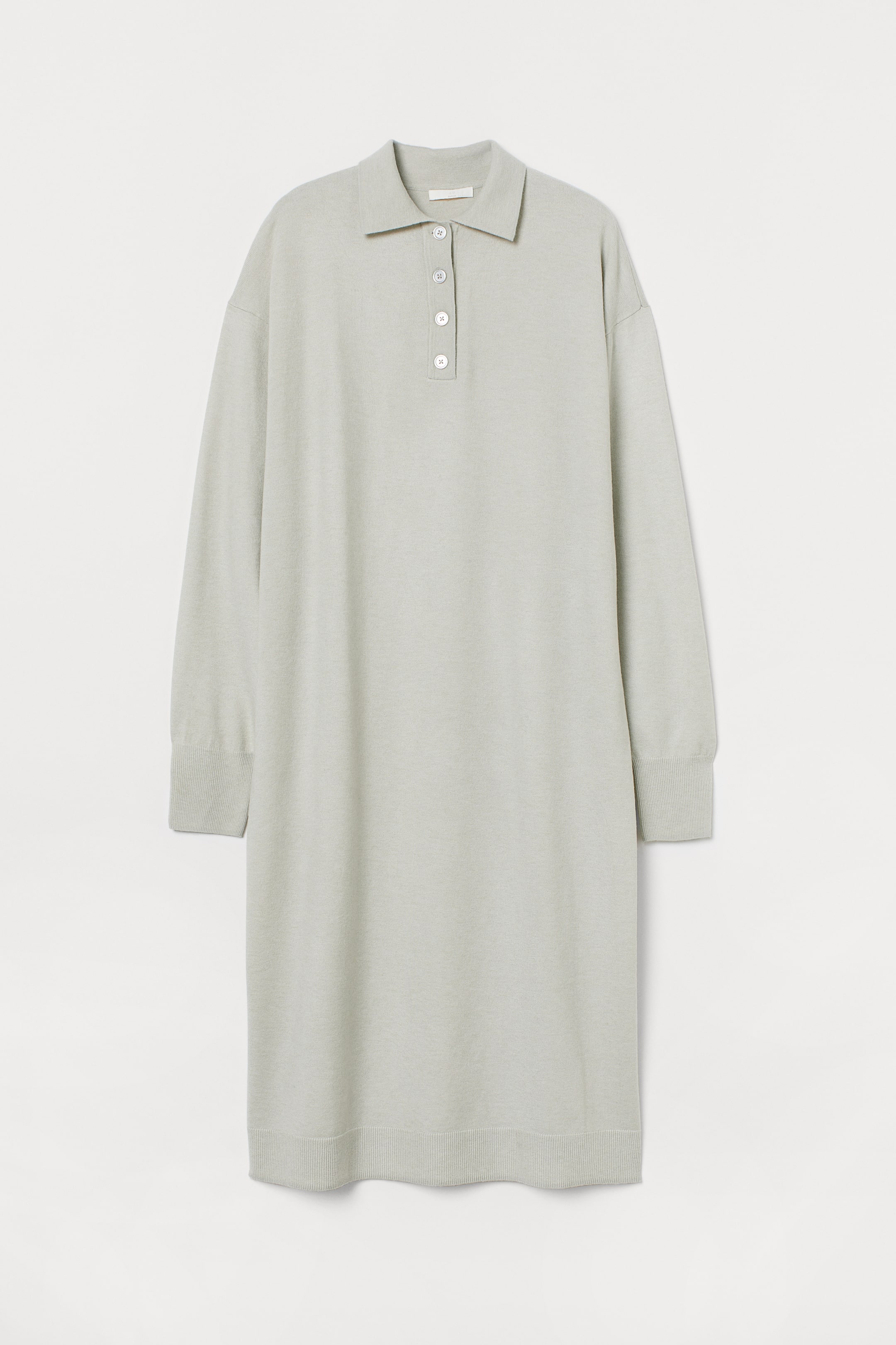 View larger image: Knitted collared dress - Light grey - Ladies | H&M 1