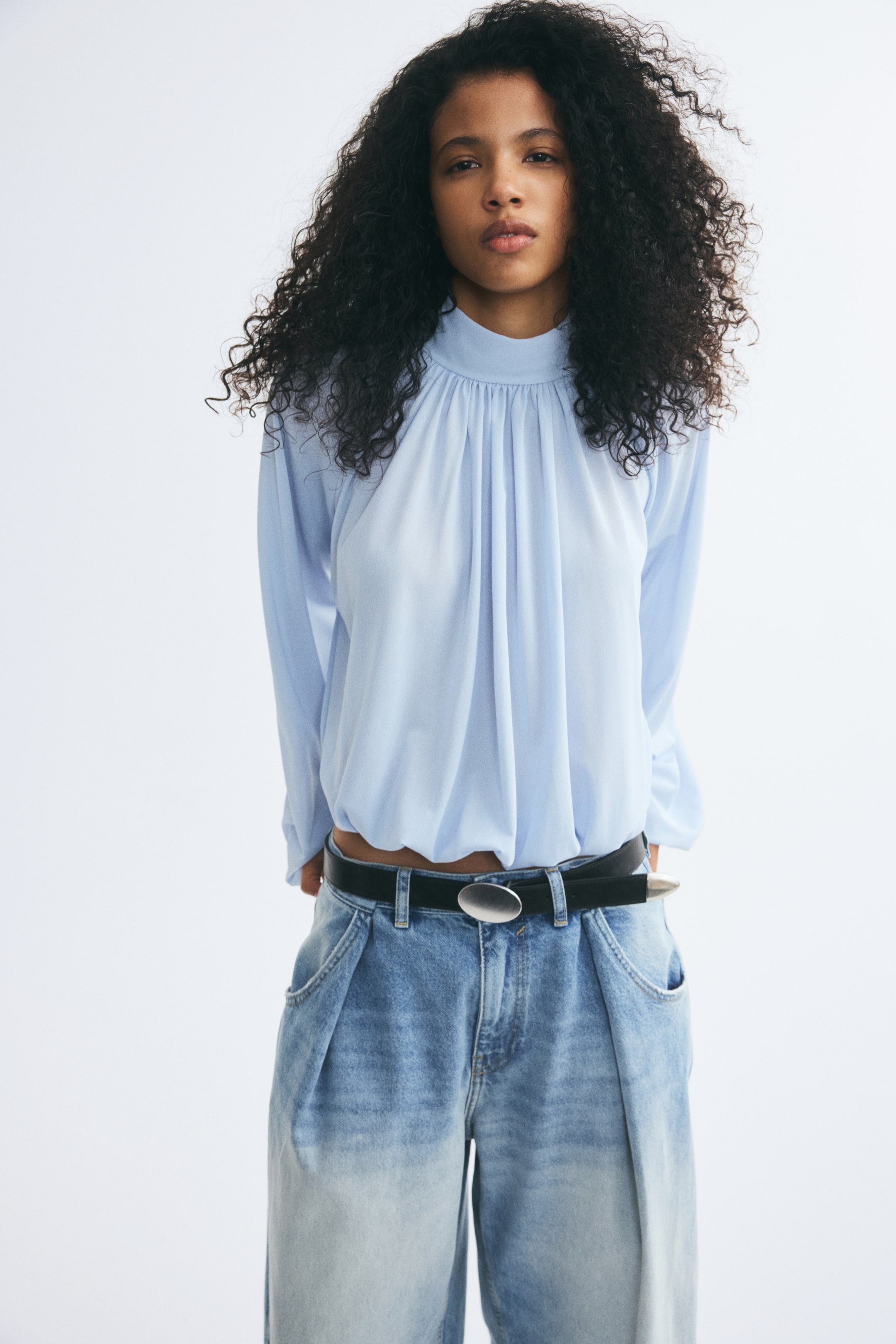Draped Tie-Detail Blouse