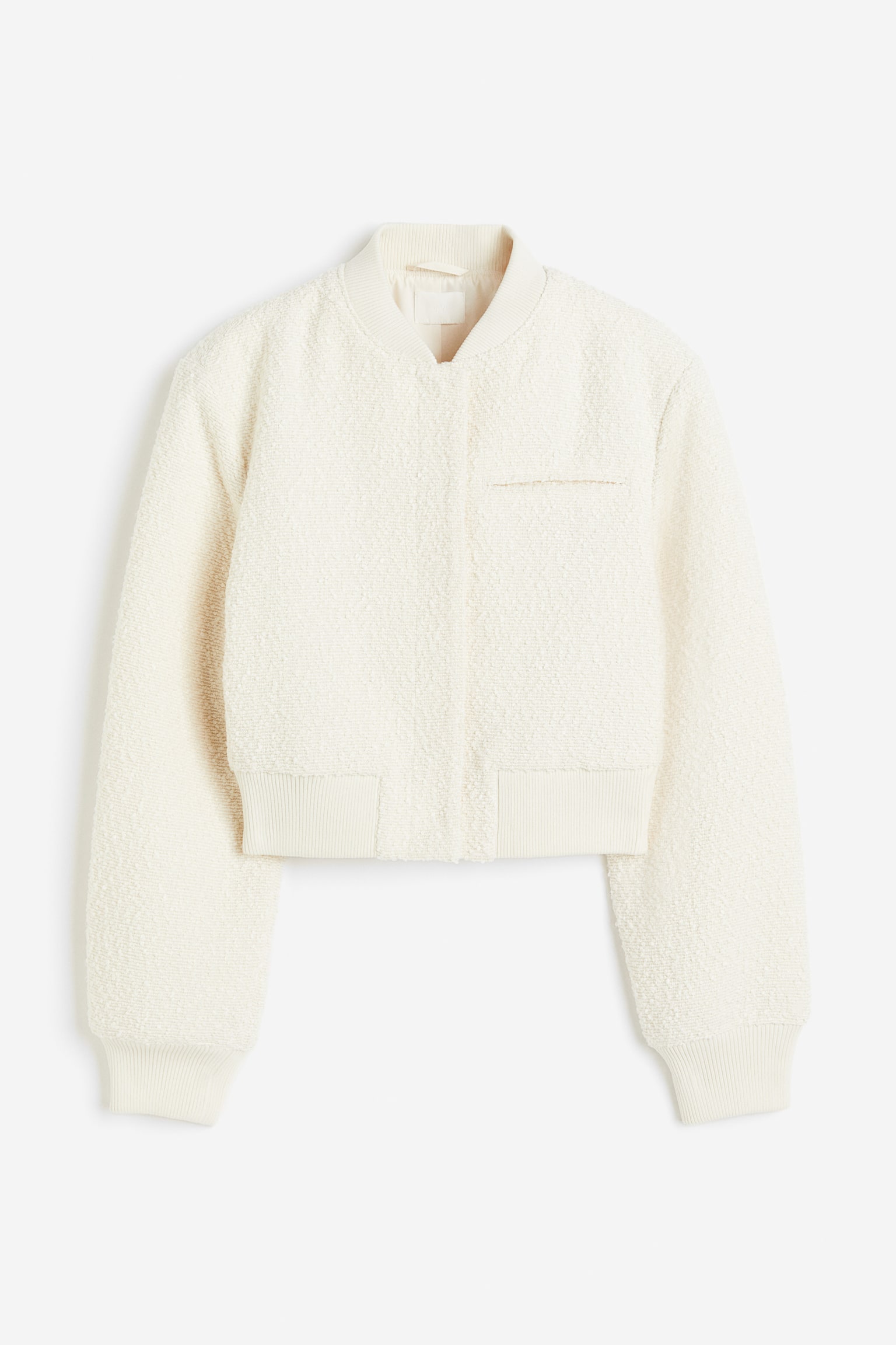 Cropped Bomber Jacket - Cream/Black/Light beige - 2