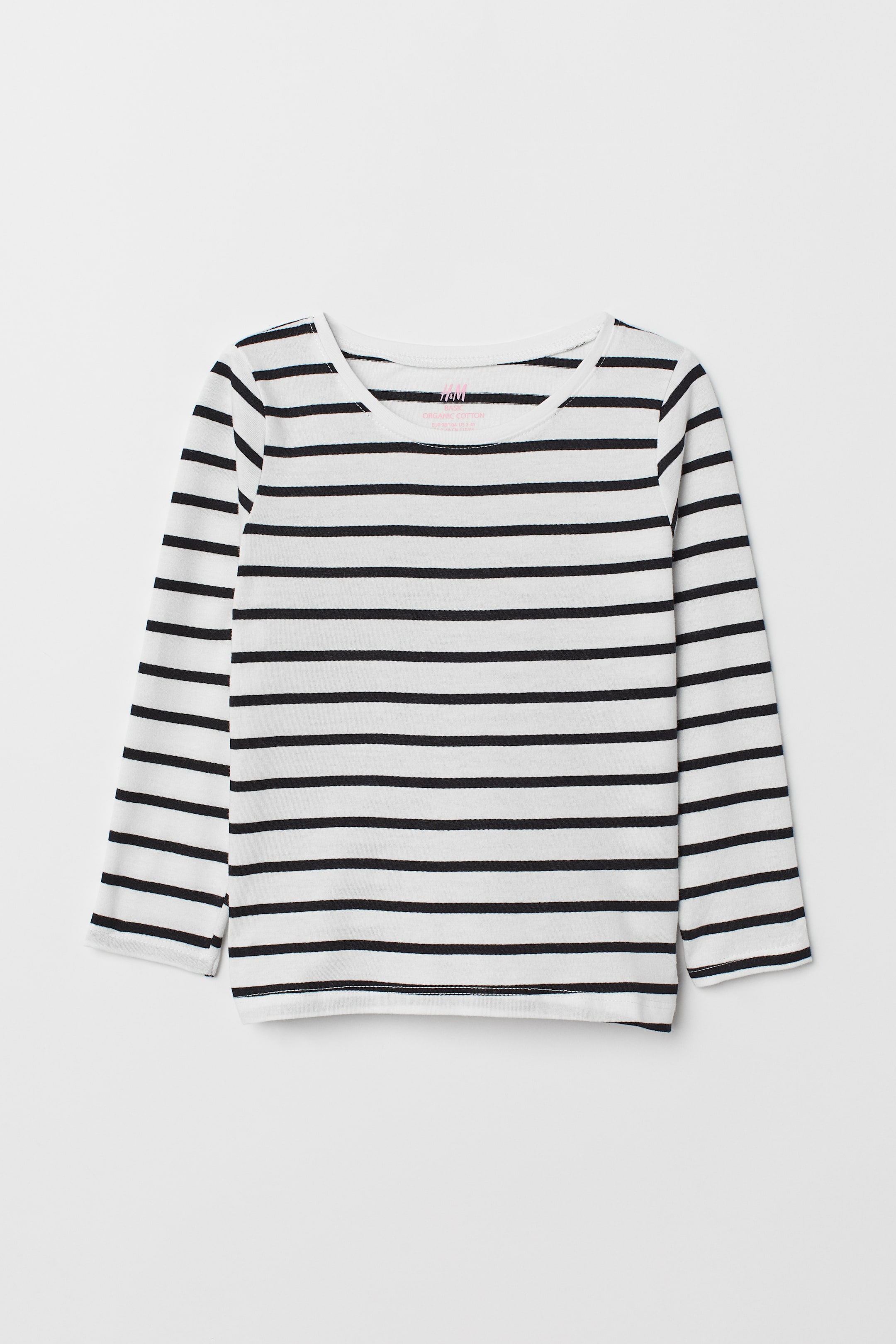 Cotton jersey top - Long sleeve - White/Black striped - Kids | H&M GB