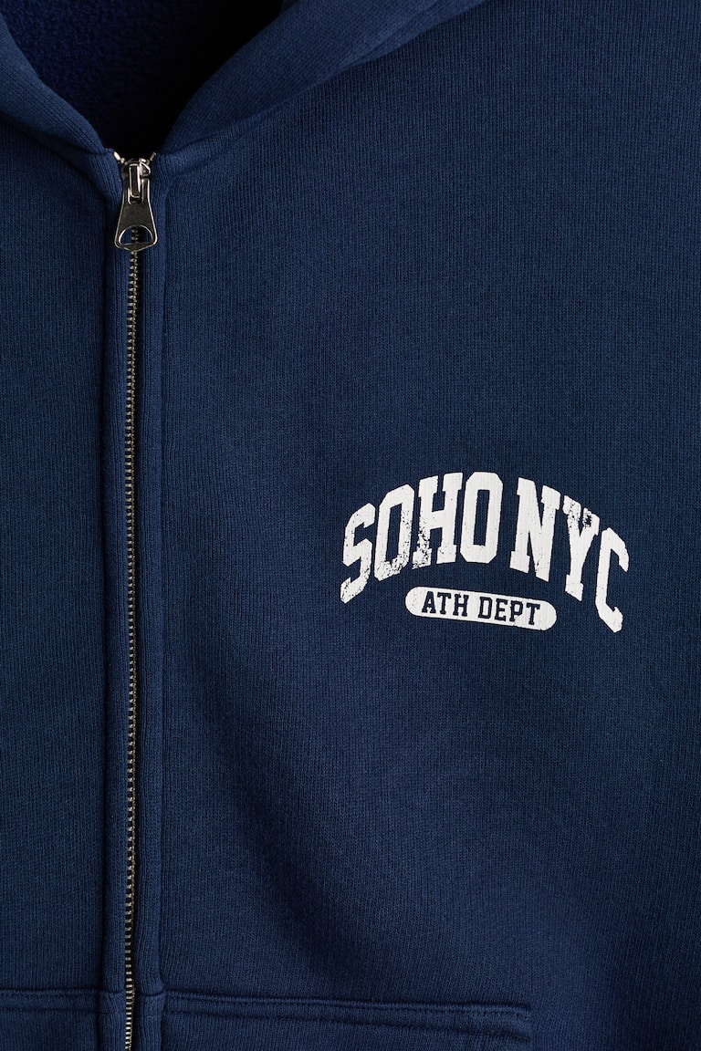 Mens Navy Bluesoho Nyc Oversized Printed Hooded Jacket Handm Us 