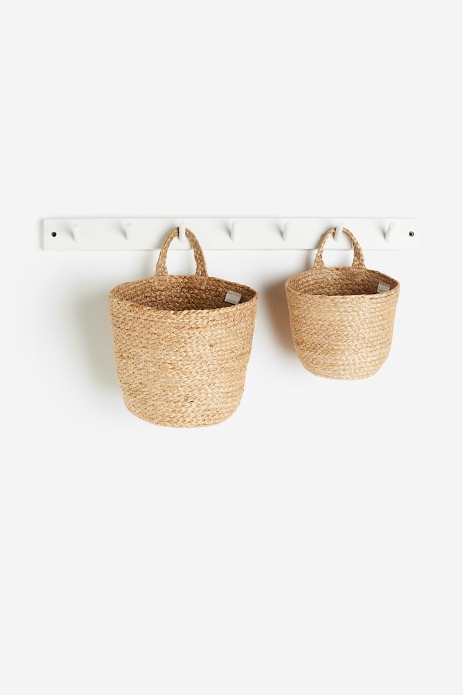 Handmade wall storage basket - Beige/Black - 3