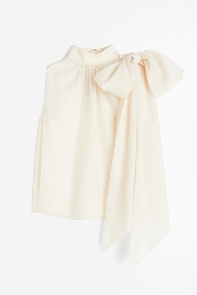 Bow-detail organza blouse - Cream - 2