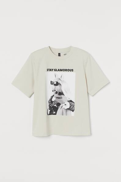 Printed T-shirt - Round neck - Short sleeve - Greige/The Muppets ...