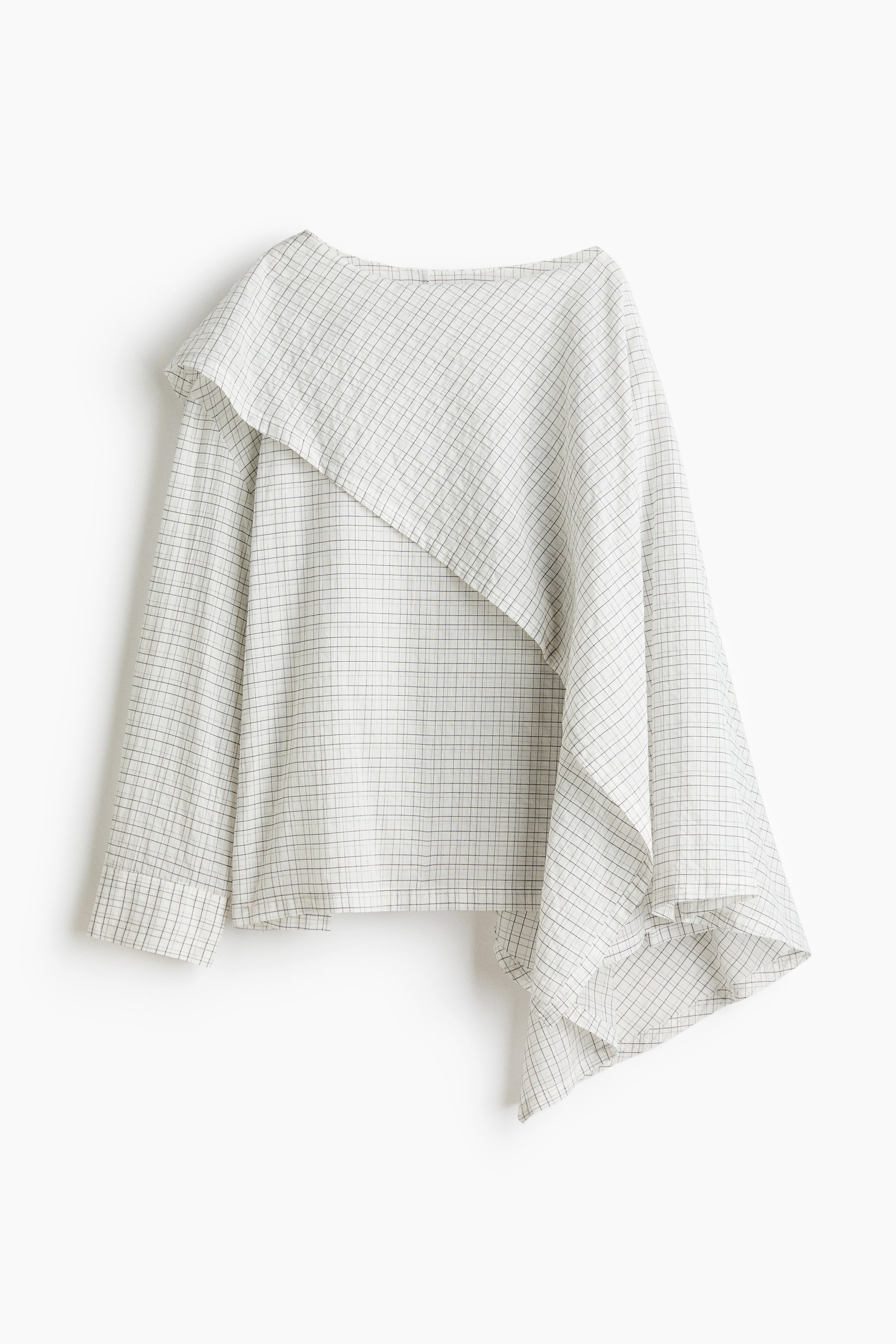 View larger image: Cape-detail seersucker blouse - White/Checked - Ladies | H&M 1