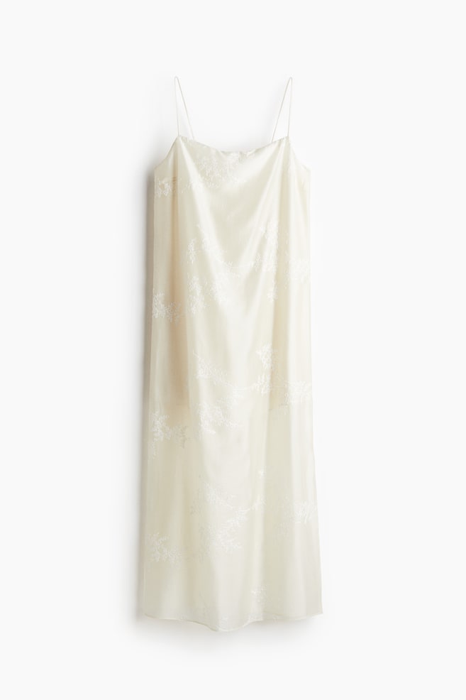 Embroidered slip dress - Cream - 1