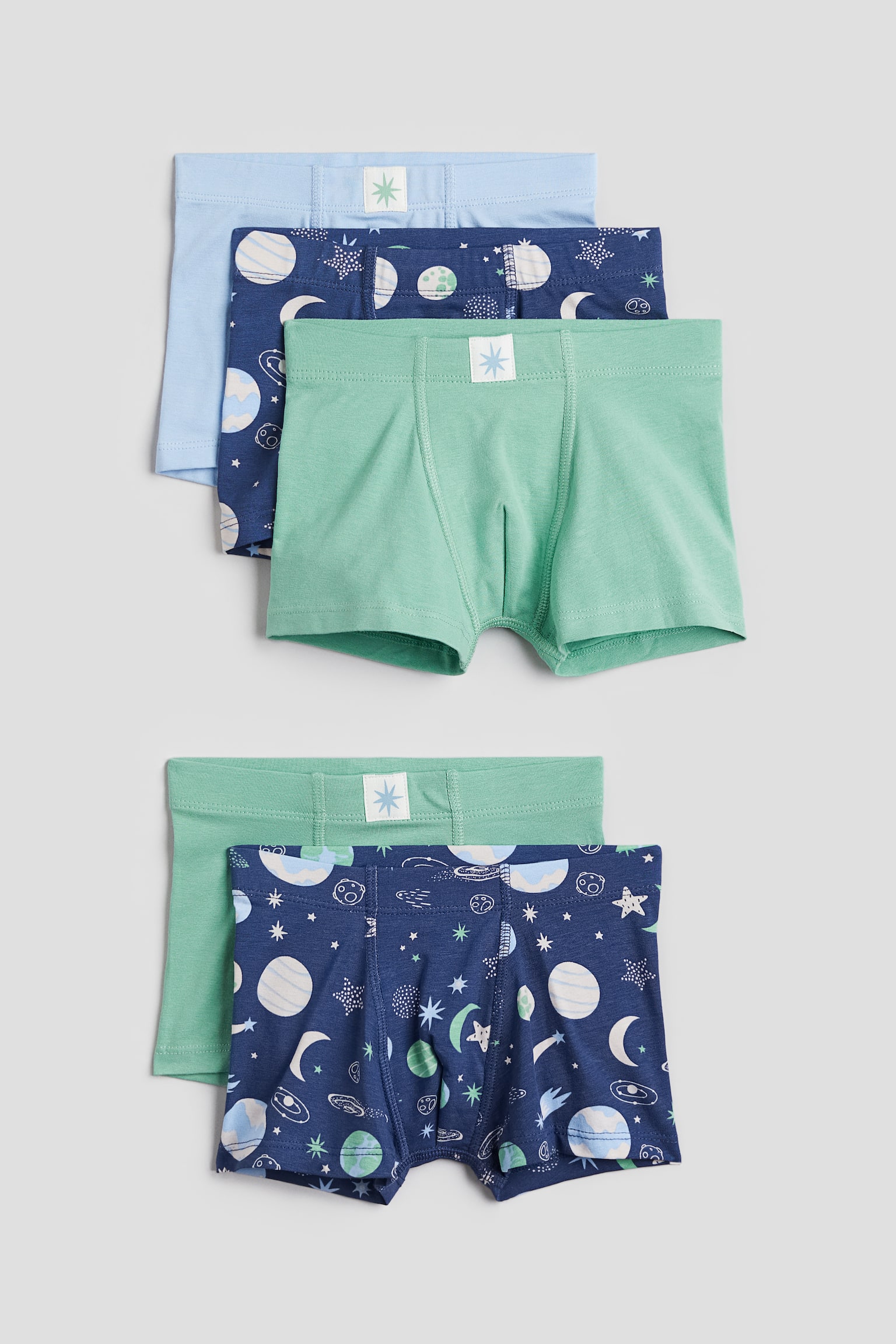 5-pack Boxer Briefs - Blue/Stars/Light blue/Dino Dreams/Light blue/Stripe/White/Sharks/White/Dinosaurs/Green/Dinosaurs/Light beige/Vehicles/White/Stars - 1