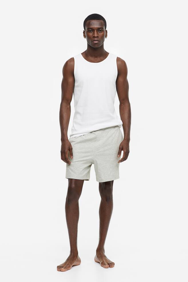 Pyjama vest top and shorts - White/Grey marl - 1