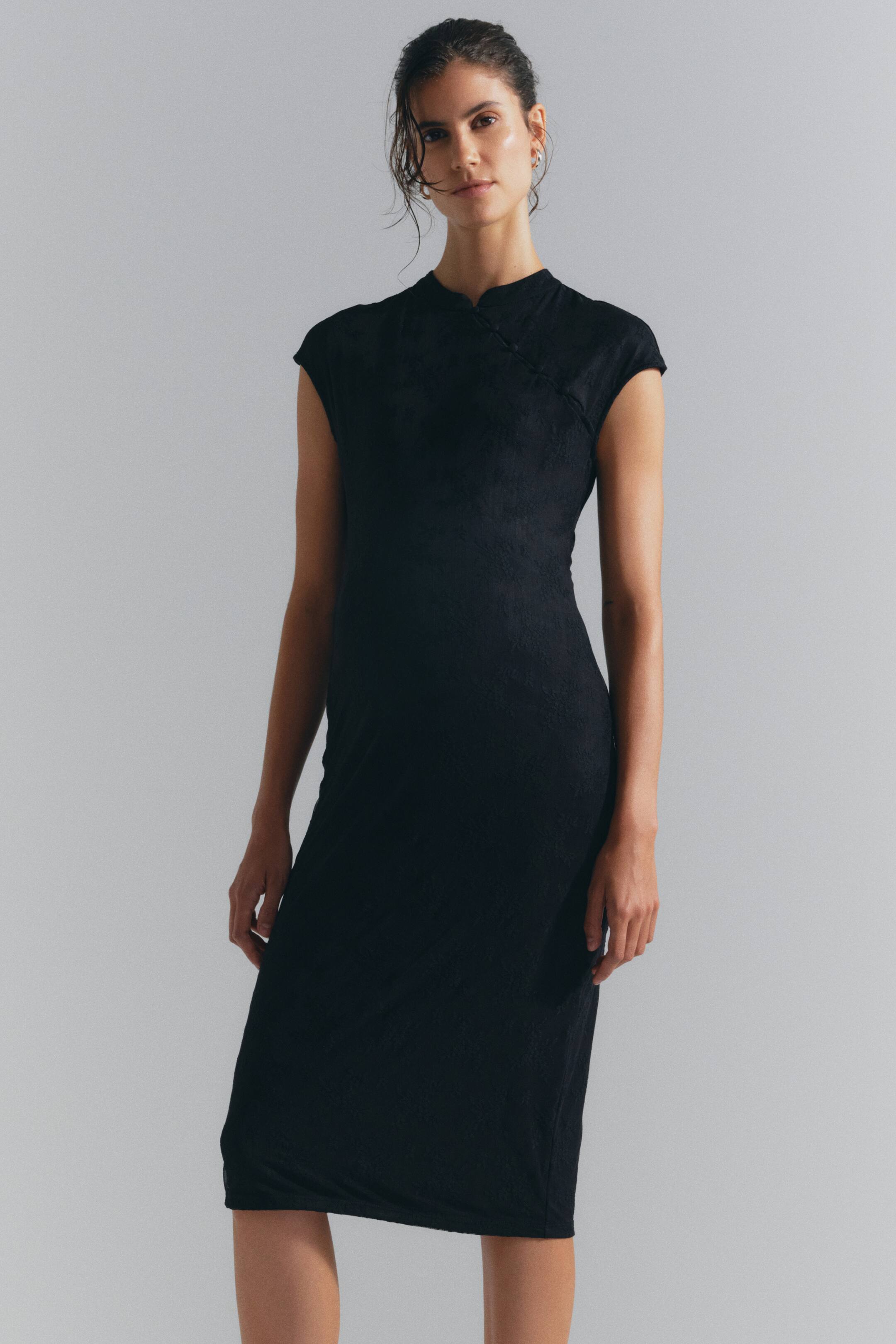 View larger image: MAMA Button-detail lace dress - Black - Ladies | H&M 1