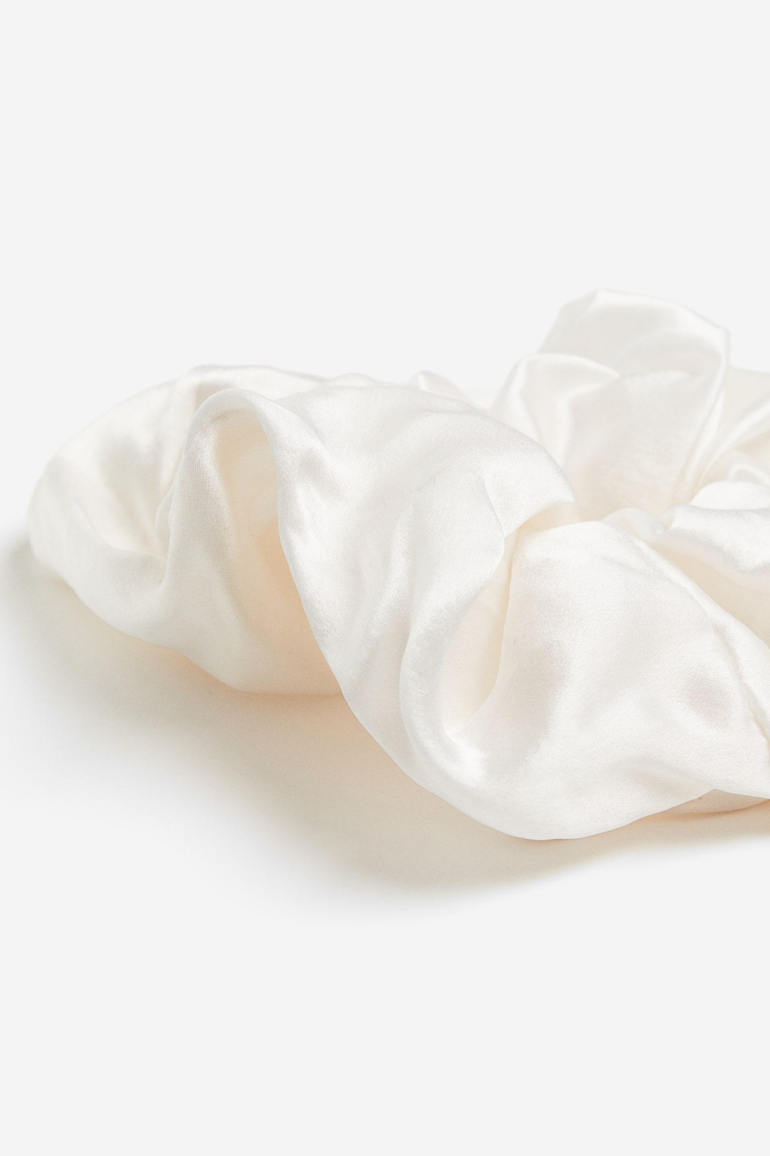 Large Silk Scrunchie - White - 2