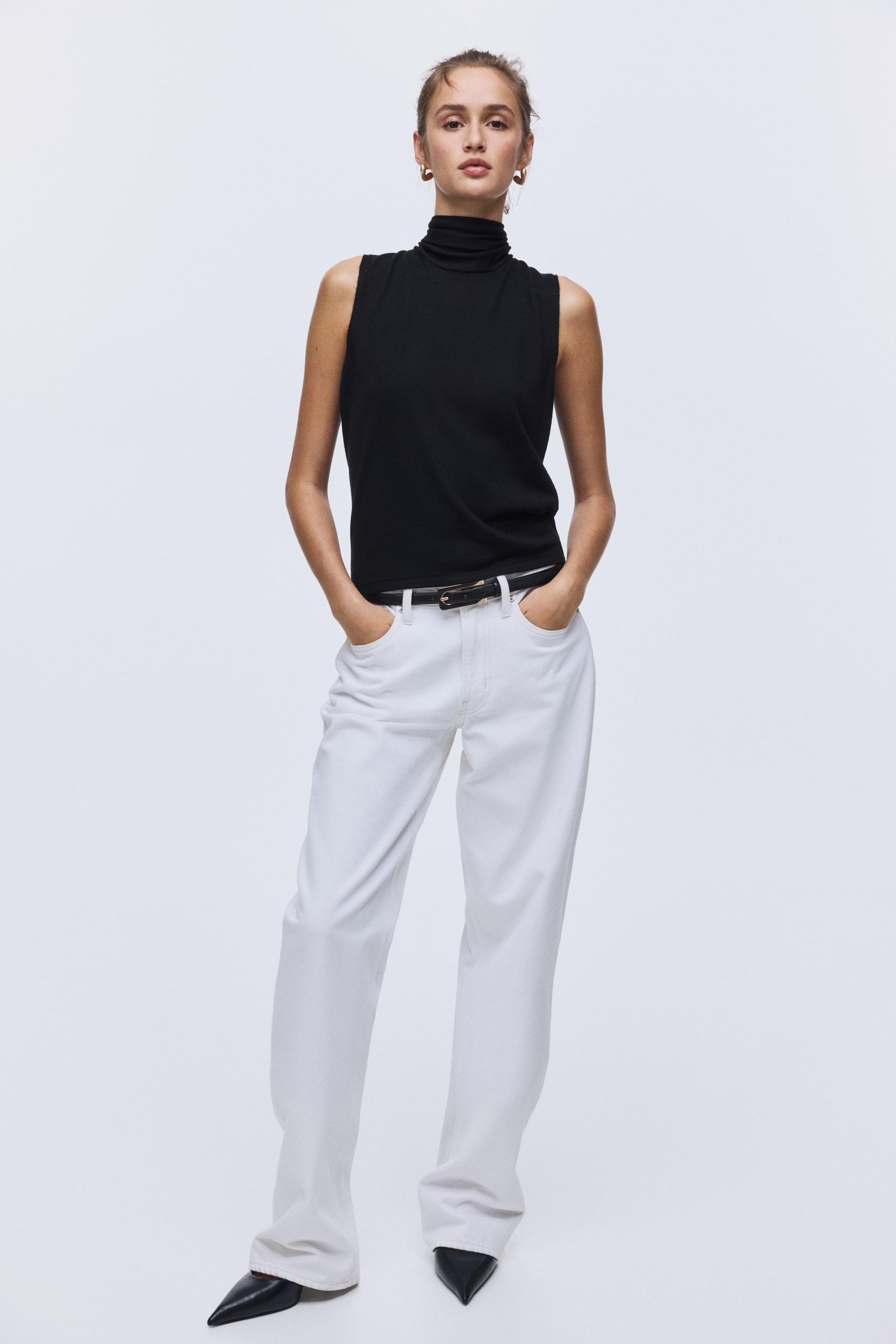 Agrandir l'image: Top avec col cheminée et écharpe - Noir - FEMME | H&M BE 2