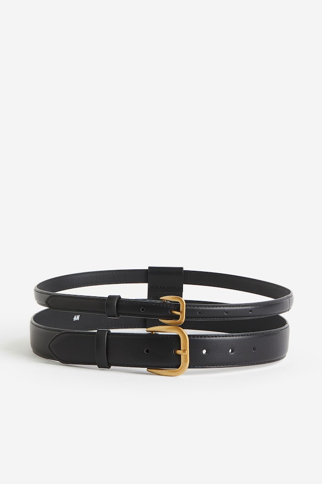 Double waist belt - Black/Dark brown - 1