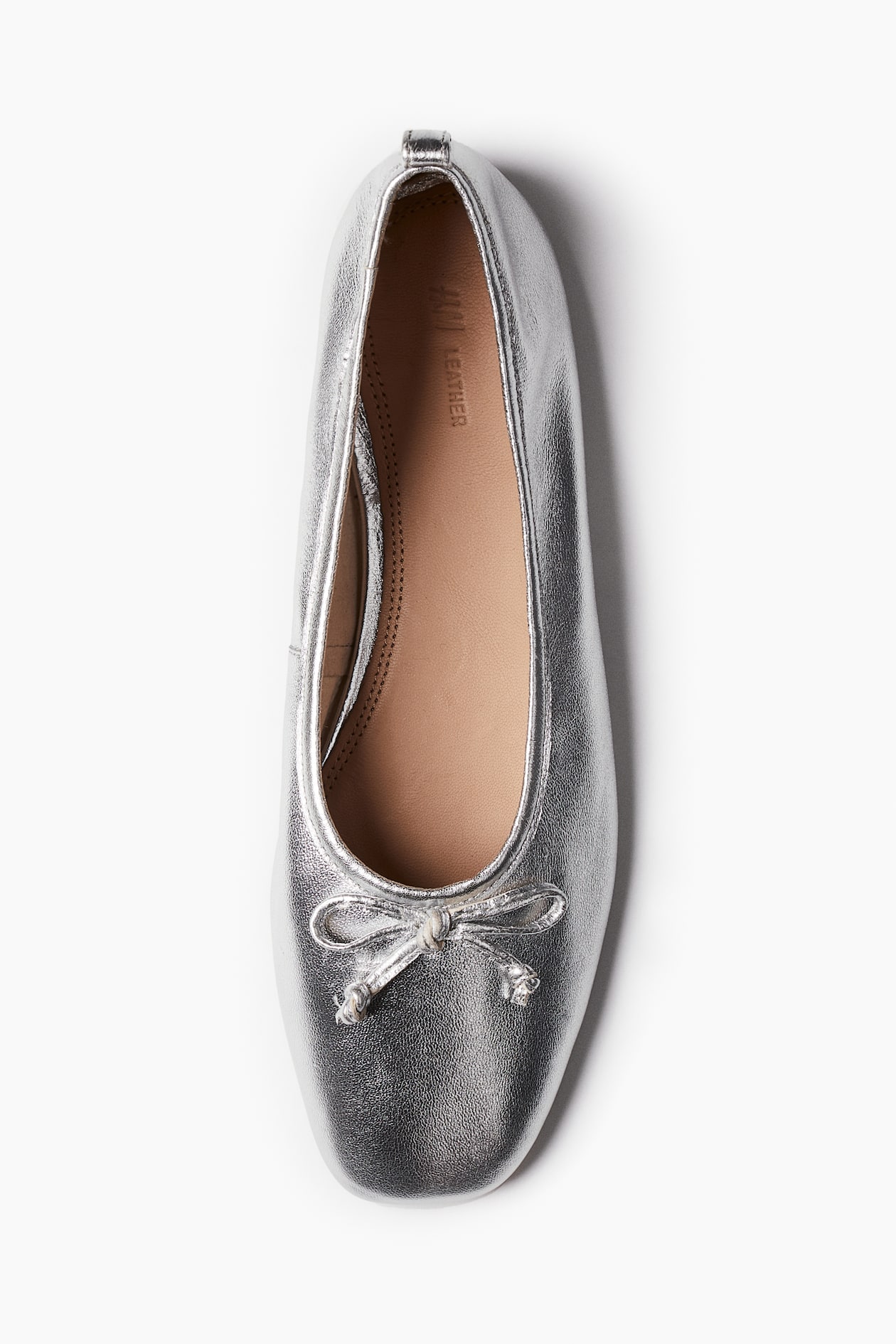 Leather ballet pumps Silver-coloured Ladies H&M IN