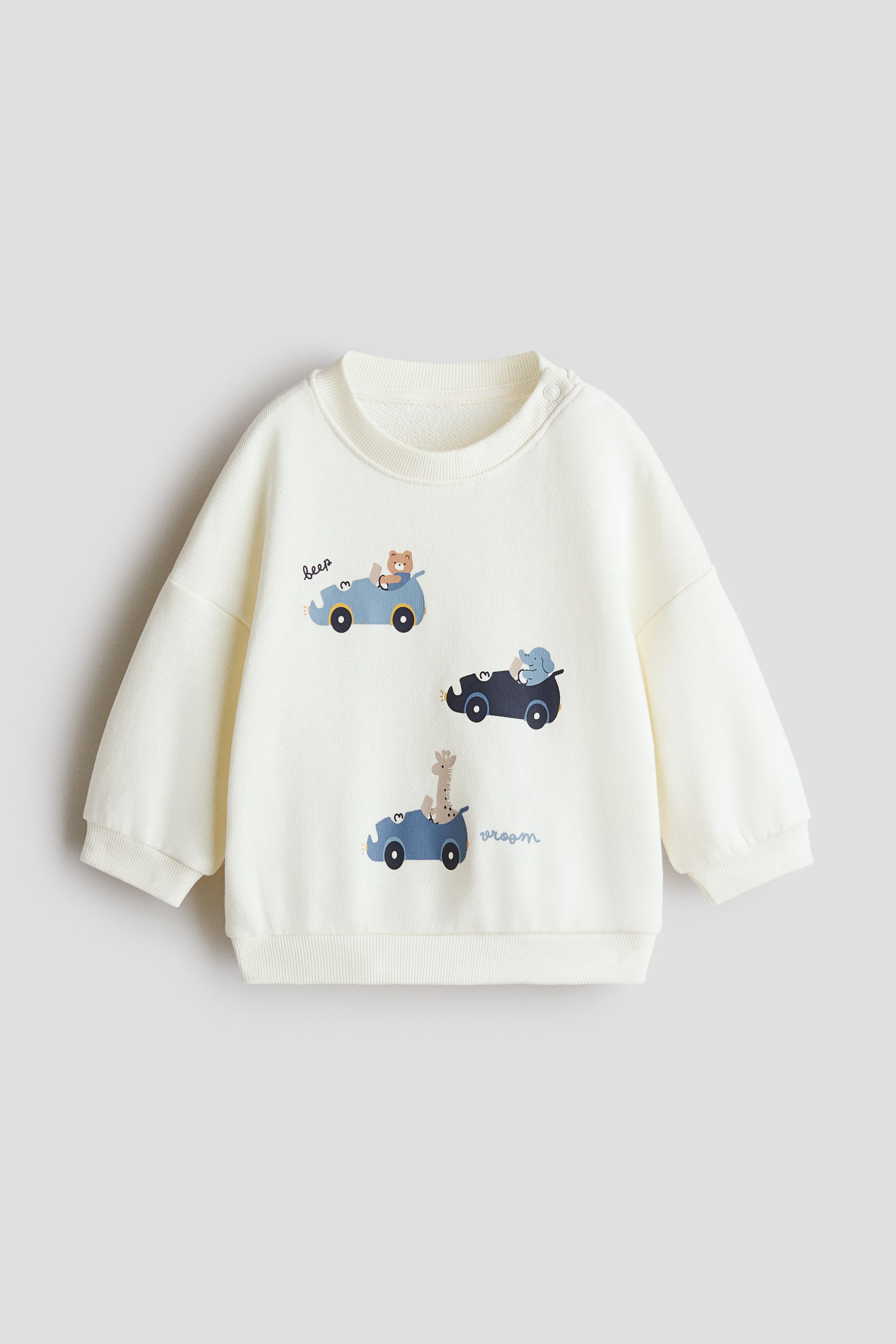 Büyük resmi görüntüle: Baskılı Sweatshirt - Krem/Arabalar - ÇOCUK | H&M TR 1