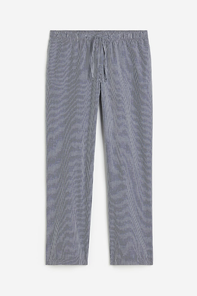 2-pack Relaxed Fit Pyjamasbukse i poplin - Mørk grå/Krittstripet/Blå/Stripet - 7
