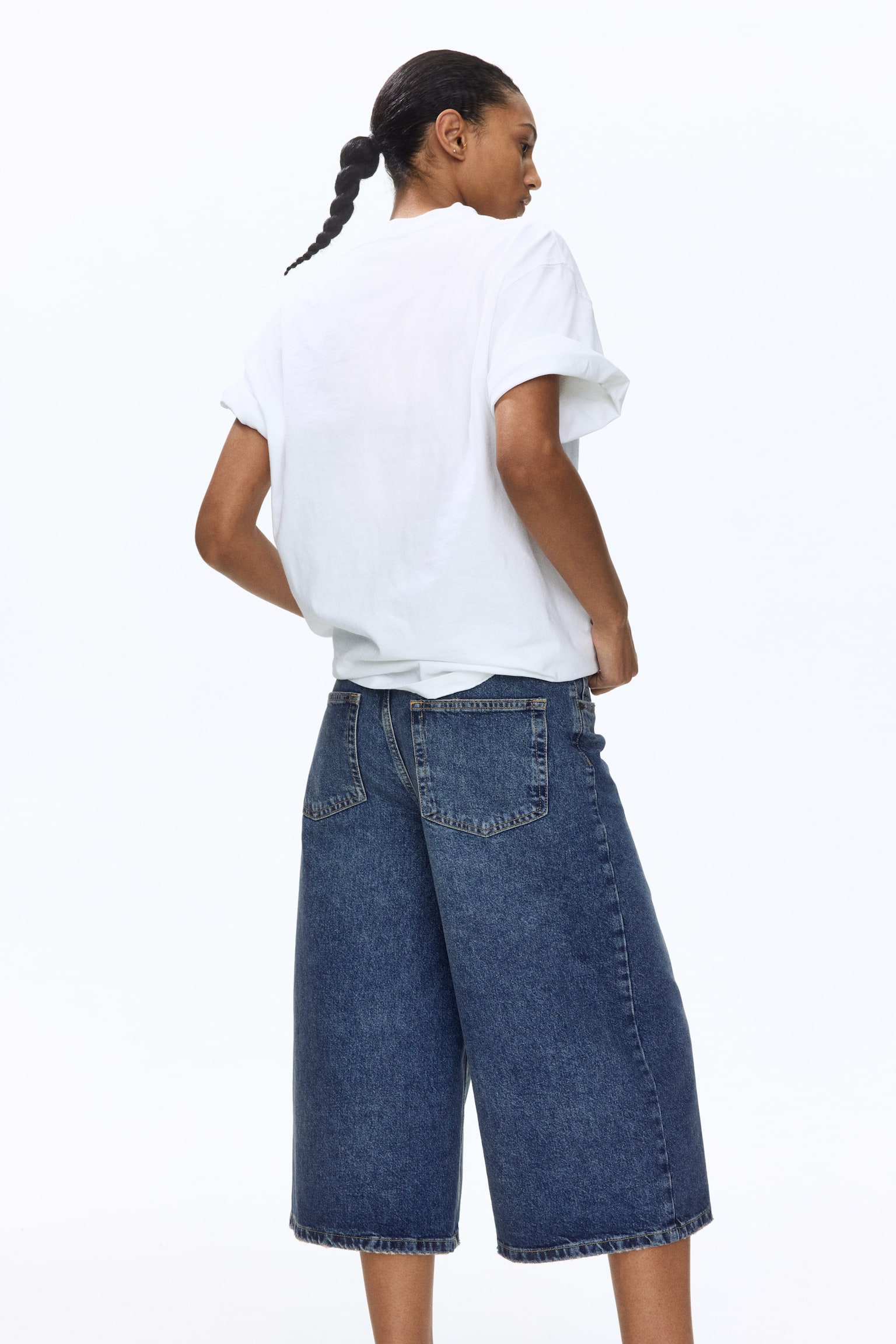 Wide Regular Waist Culotte Jeans - Bleu denim/Bleu denim clair - 7
