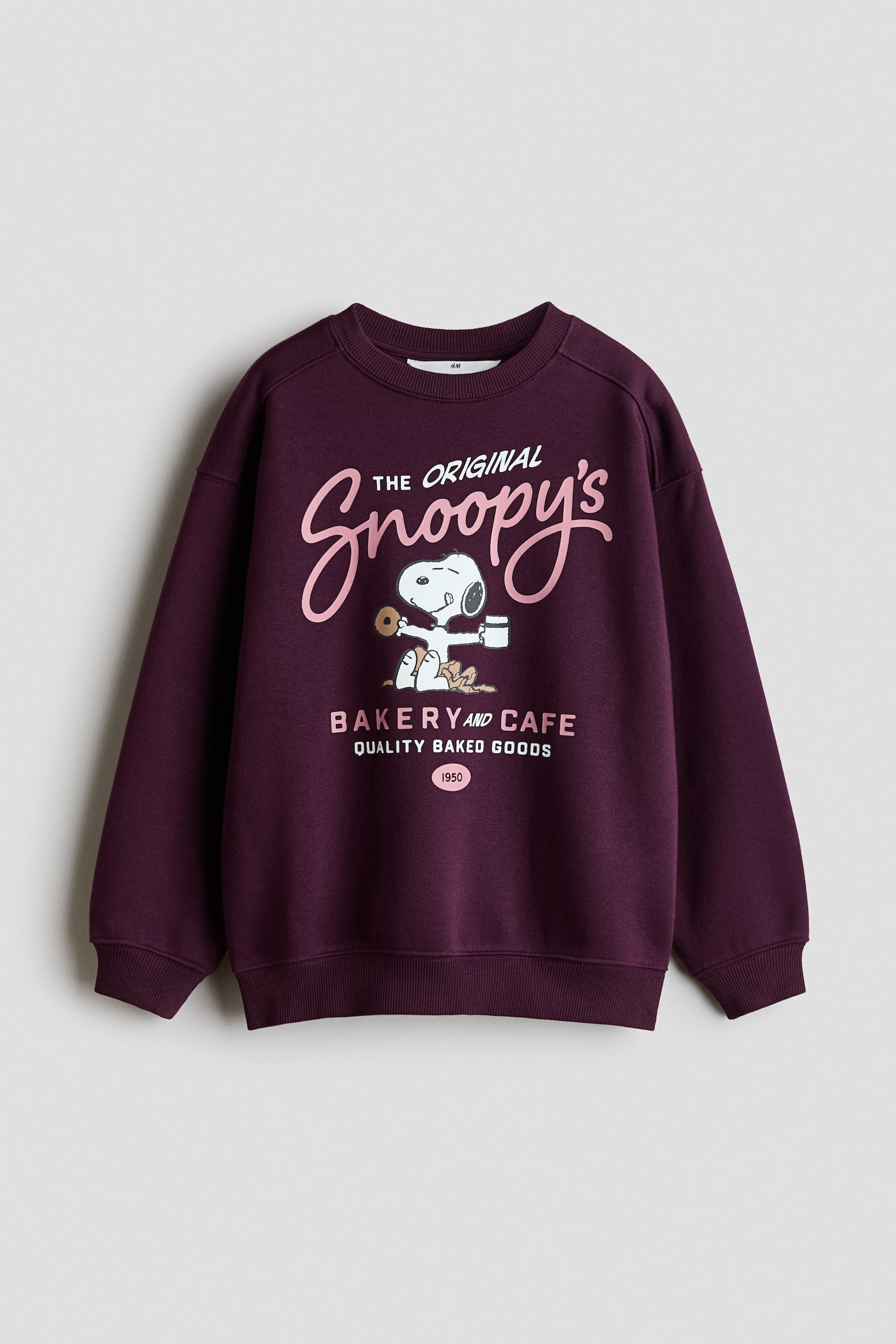 Printed brushed-inside sweatshirt - Dark purple/Snoopy