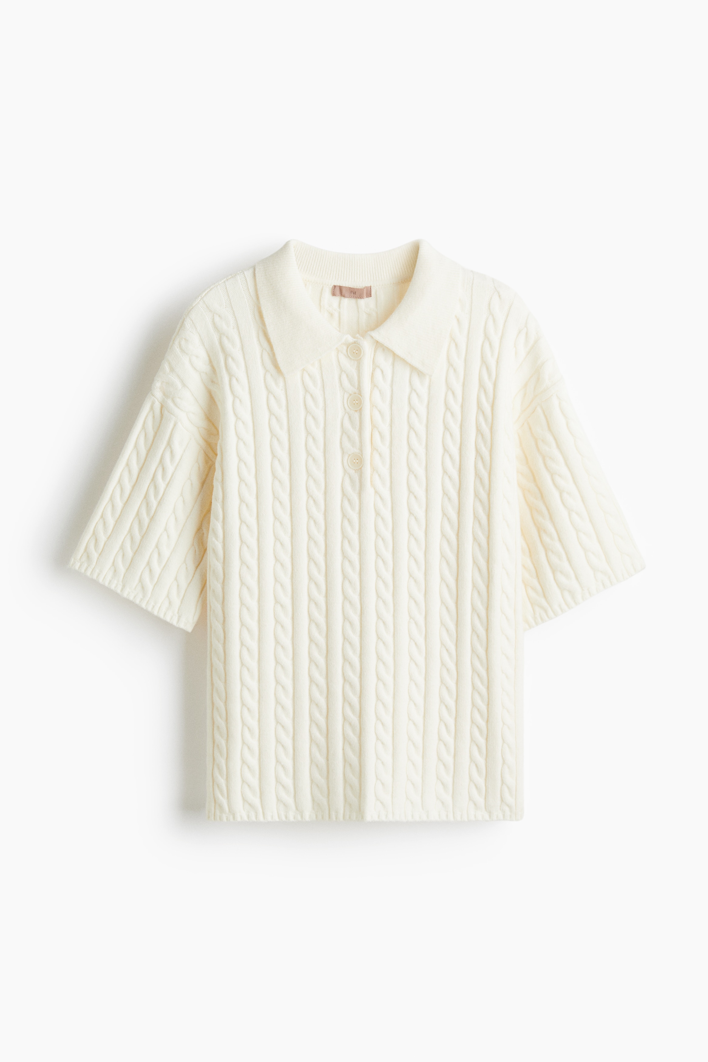 Poloshirt in Zopfstrick - Cremefarben