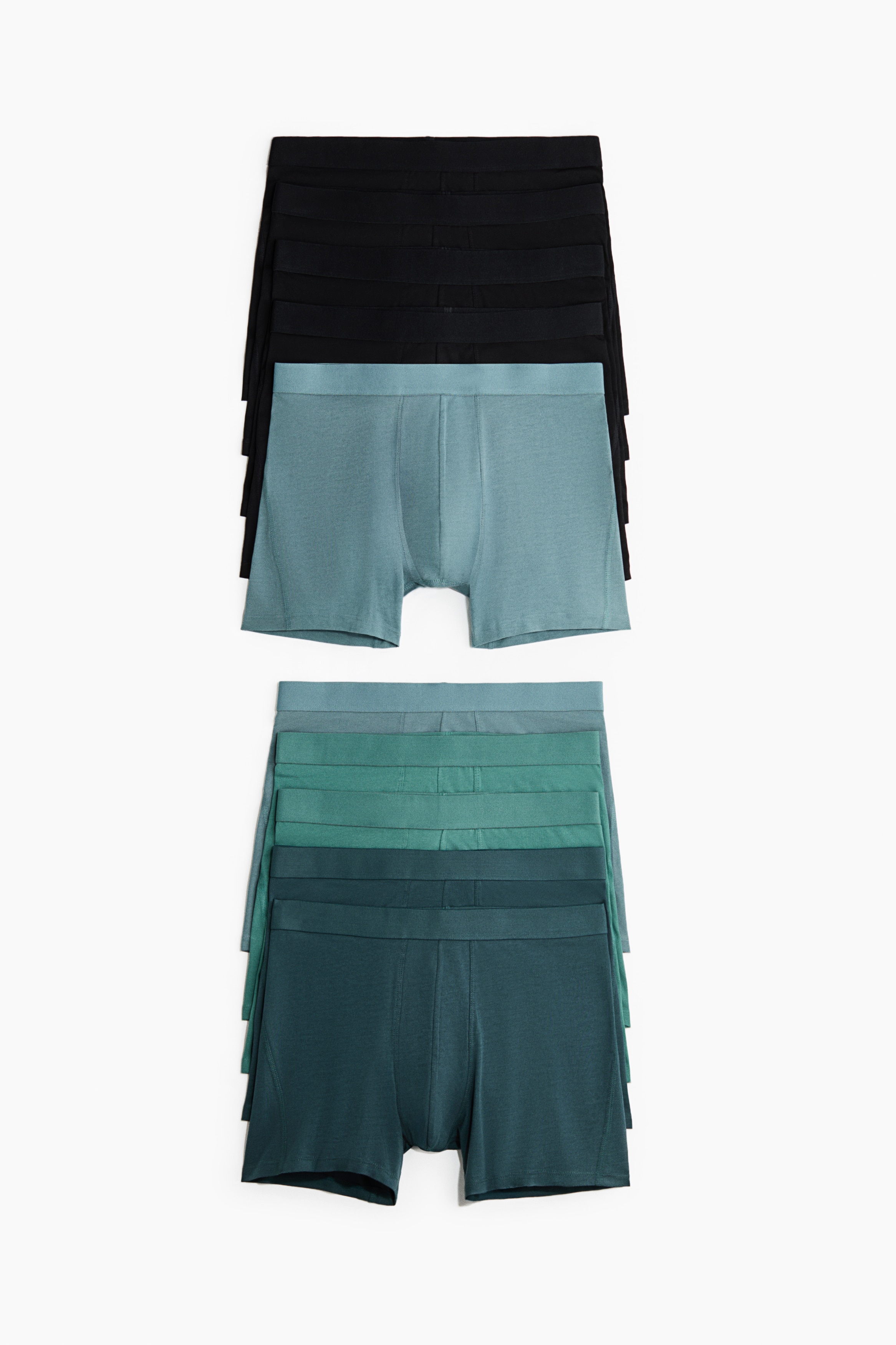 10-pack mid trunks with Lycra® - Turquoise/Black/Dark brown/Teal/Grey marl/Black/Dusty blue/Black/Khaki green/Grey marl/Blue/Burgundy/Grey/Black