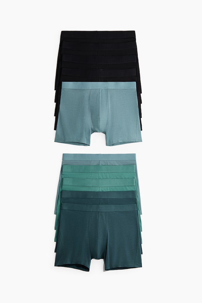 10-pack mid trunks with Lycra® - Turquoise/Black/Grey marl/Black/Dusty blue/Dark brown/Teal/Black/Khaki green/Grey marl/Blue/Burgundy/Grey/Black/Dark khaki green/Dark brown - 1