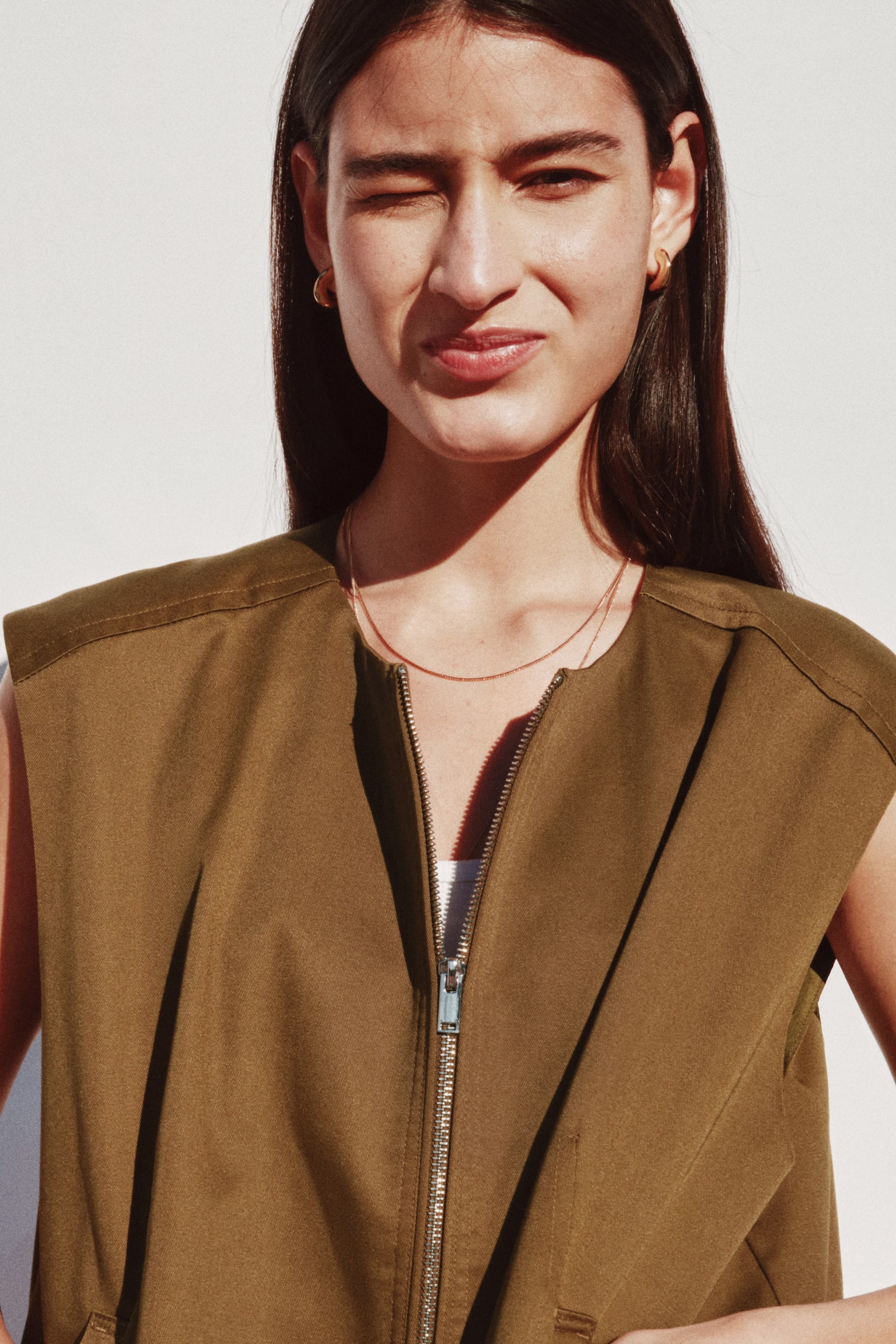Twill gilet - Dark golden olive - 3