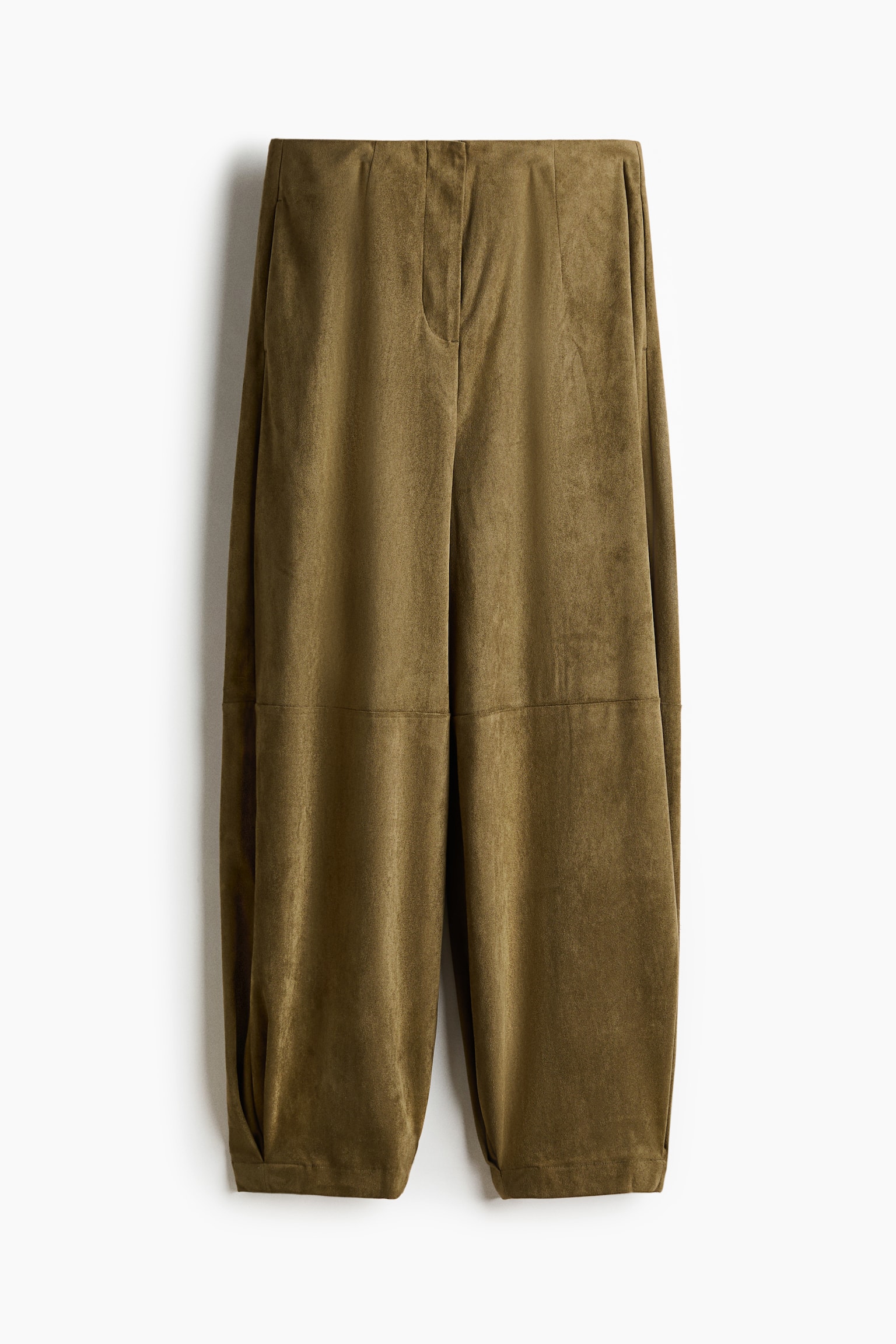 Pantalon à jambes tonneau - Vert kaki foncé/Beige clair/Brun - 1