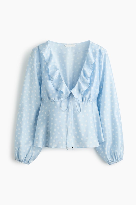 Женские блузки H&M Flounce-Trimmed Blouse