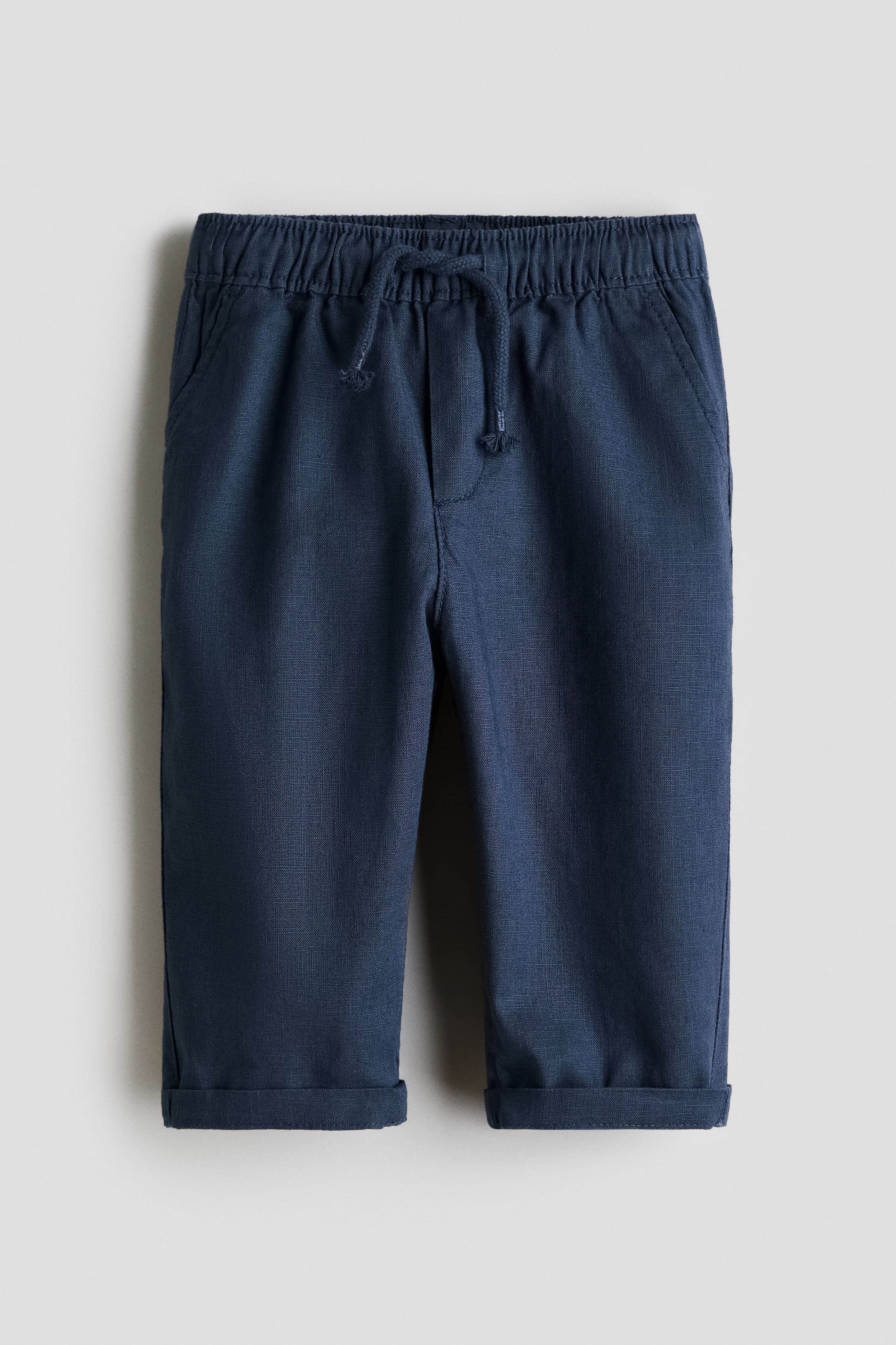 Linen-Blend Pants - Navy blue/Light beige/Khaki green/Brown