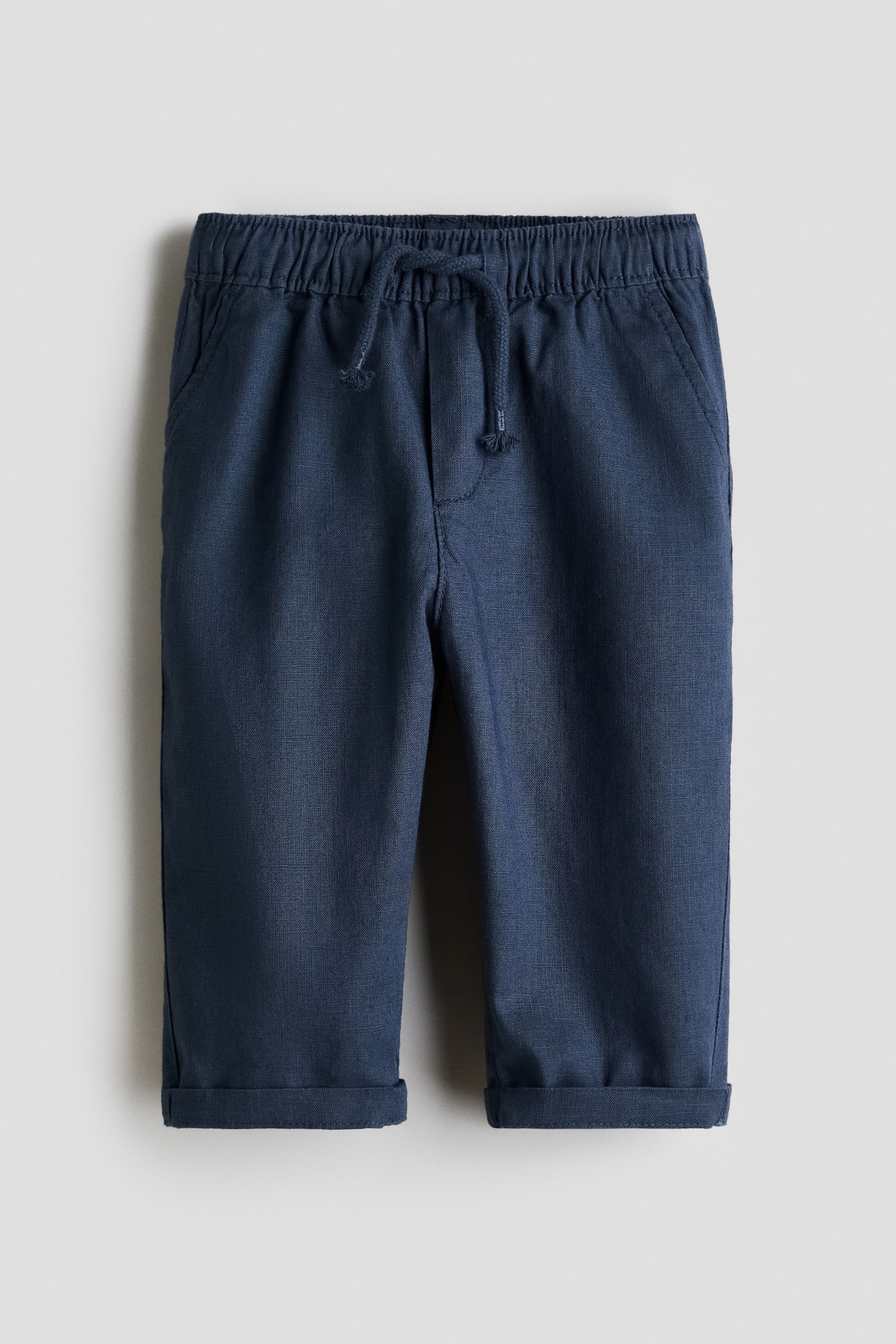 Linen-blend trousers - Navy blue/Light beige/Brown/Khaki green/Cream/Blue striped/Light blue - 2