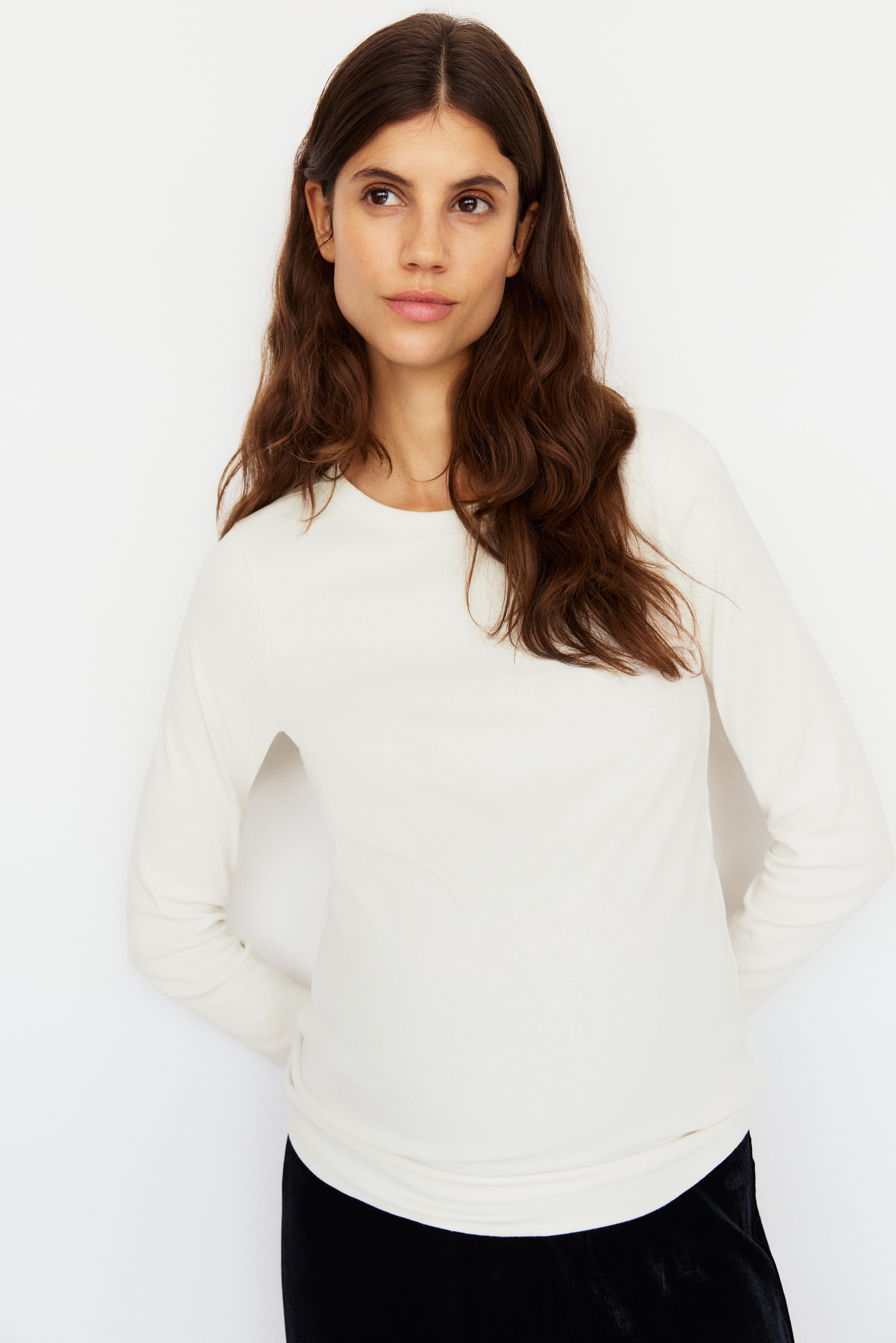 MAMA Ribbed Jersey Top - Cream - Ladies | H&M US