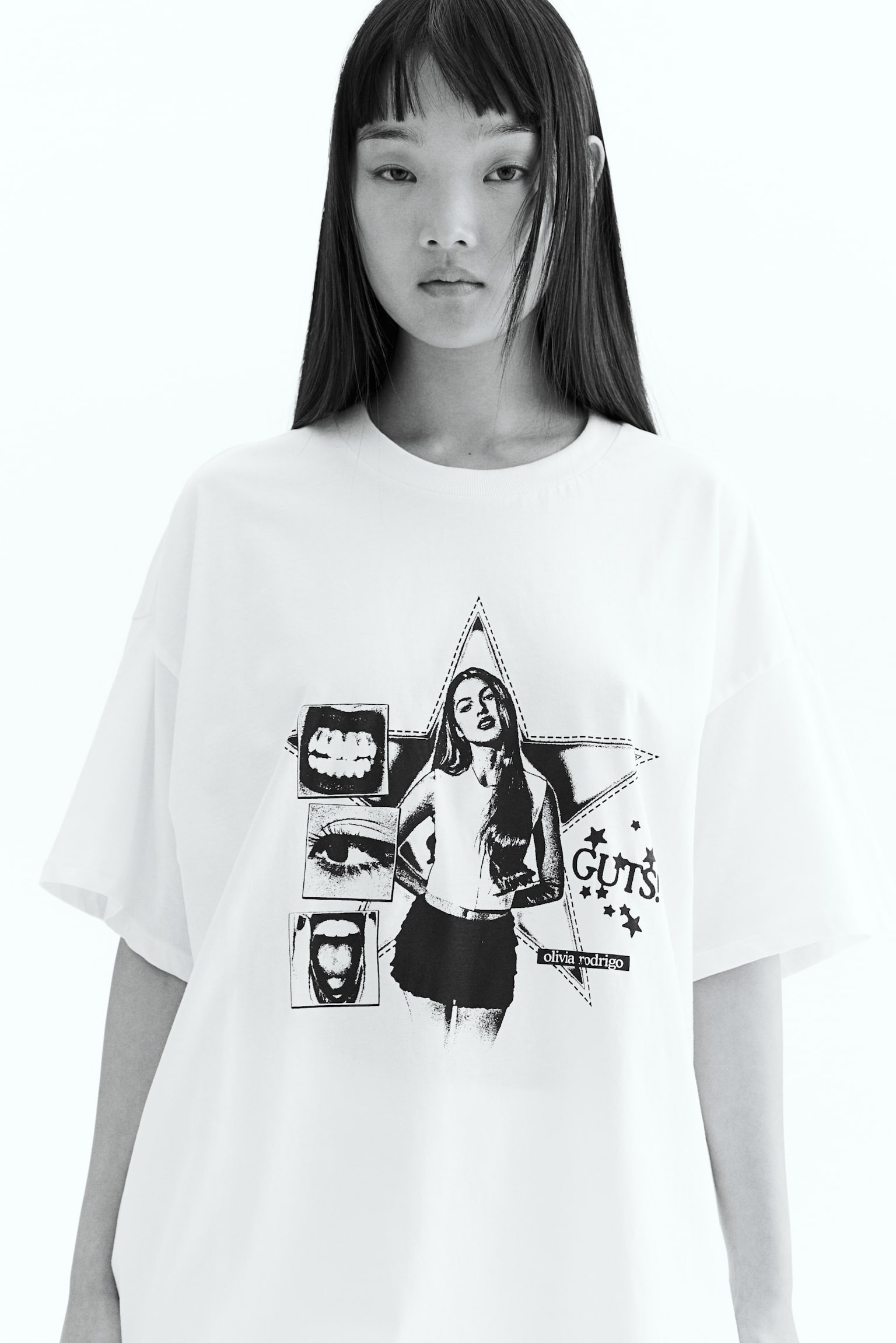 オーバーサイズ プリントTシャツ - ホワイト／Olivia Rodrigo/ライトベージュ／Blondie/ダスティピンク／Soundgarden/ライトブルー／Elvis Presley - 1