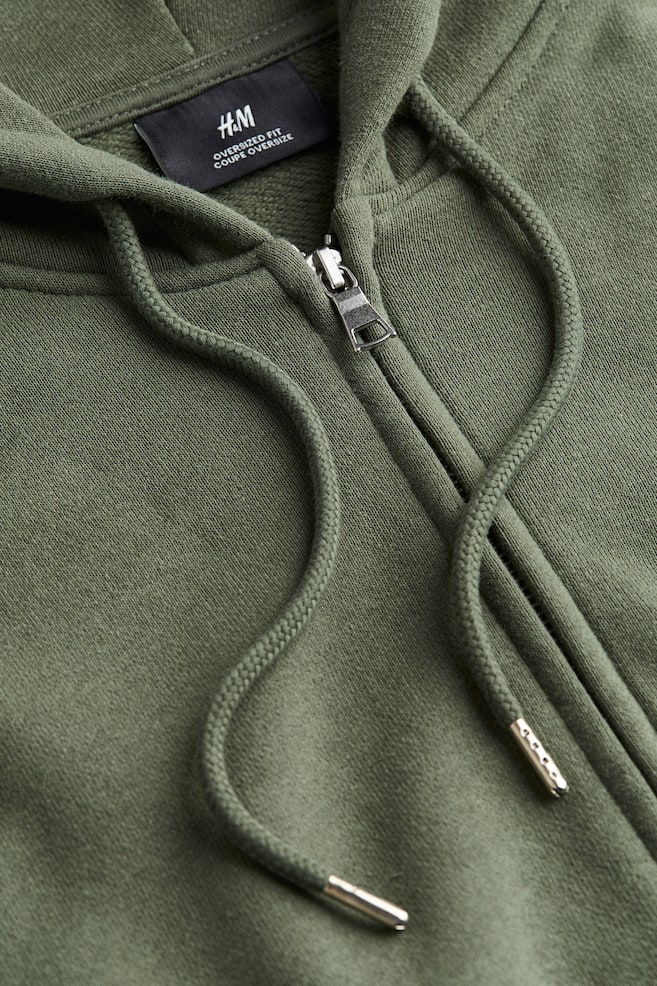 Oversized Fit Zip-through hoodie - Khaki green/Black/Beige/Dark blue - 6