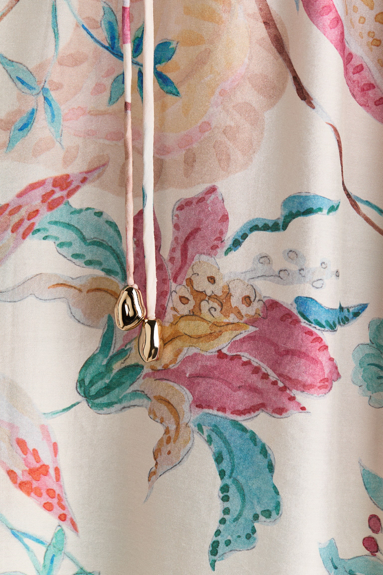 Loose-fit dress - Light beige/Floral/Cream/Black patterned - 5