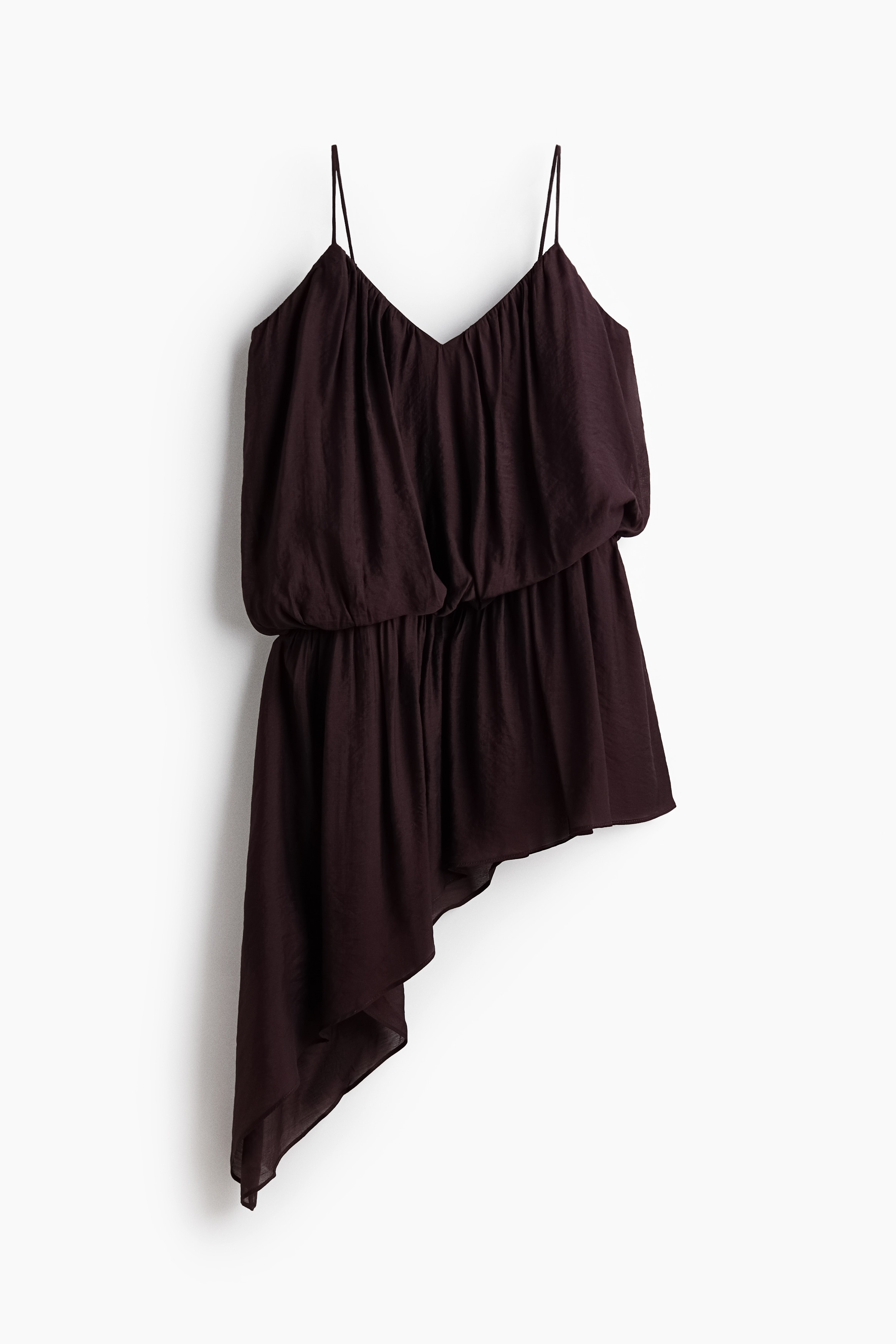 Asymmetric Strappy Dress - Dark brown